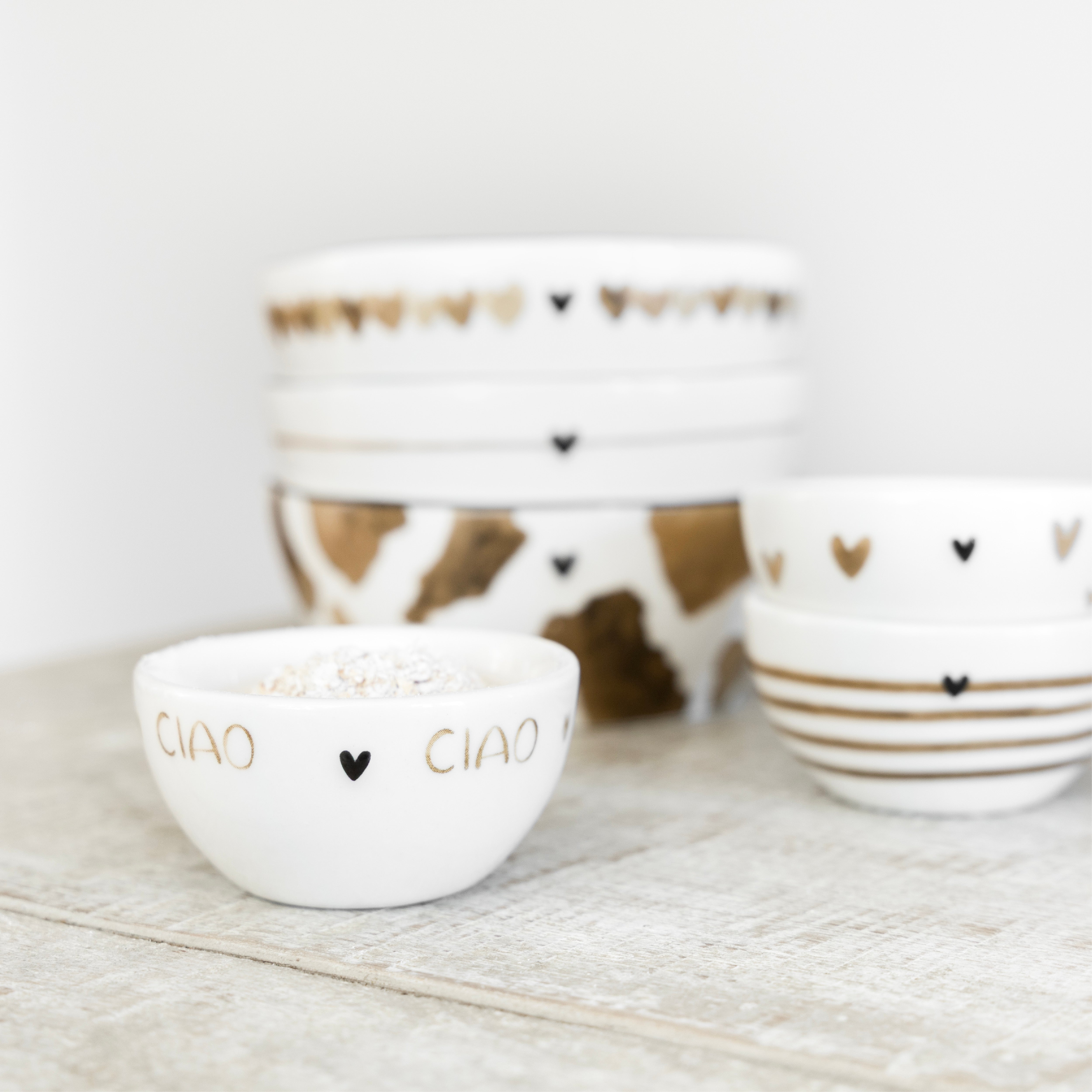 Mini Schalen "CIAO" 3x6cm braun 3er Set - Bastion Collections (Bild 2)