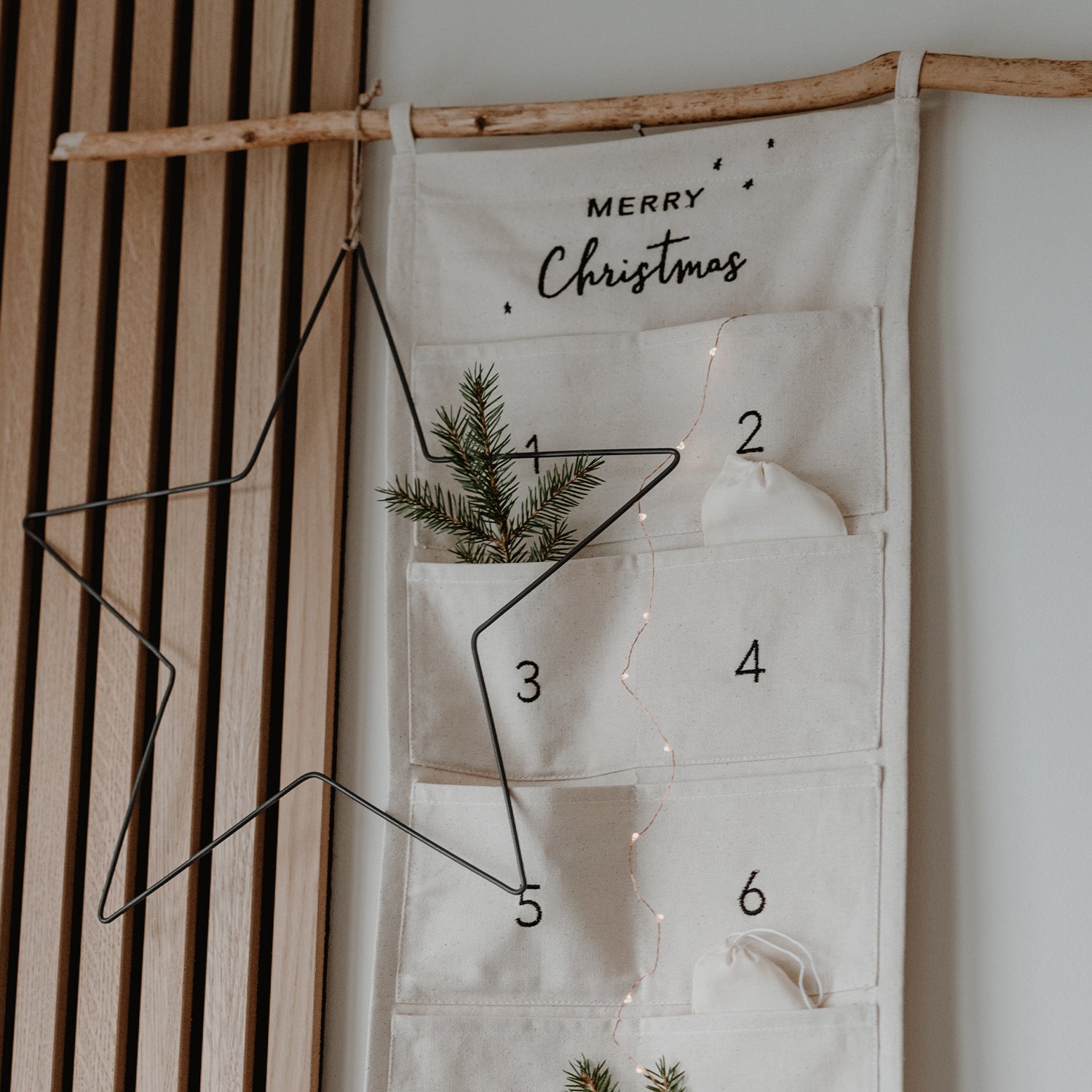 Adventskalender "Merry Christmas" 30cm créme - Eulenschnitt
