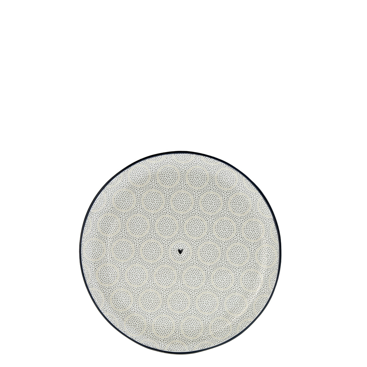 Dessertteller "Double Dots with heart" 16cm beige - Bastion Collections