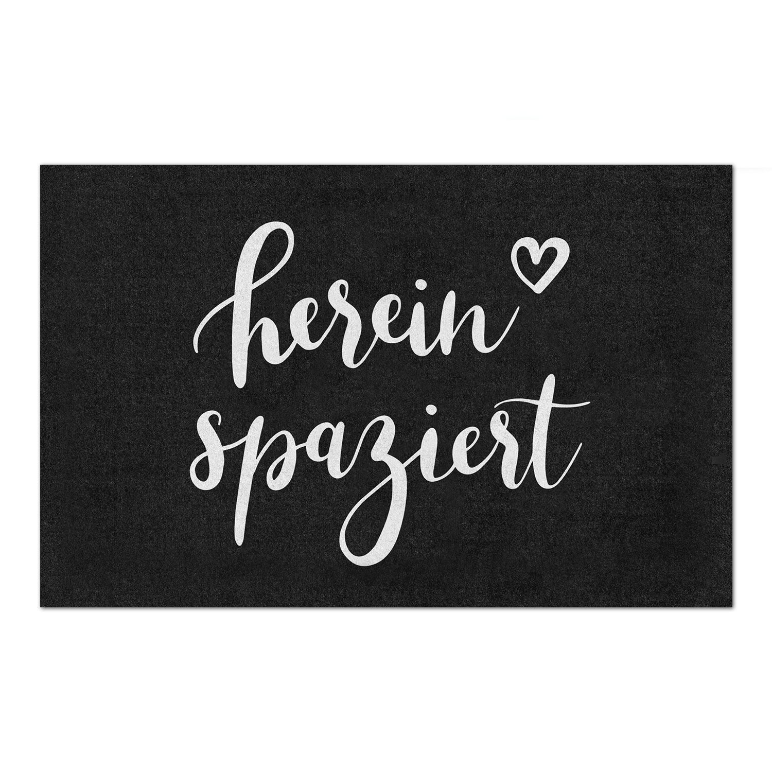 Fussmatte mit Spruch "hereinspaziert" schwarz 75x45cm – waschbar - Eulenschnitt