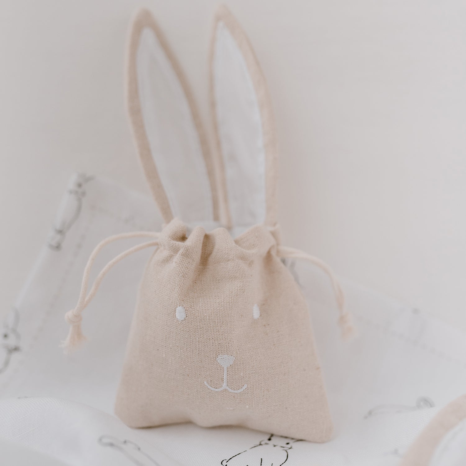 Geschenksäckchen Stoff Hase klein 2er Set - Eulenschnitt