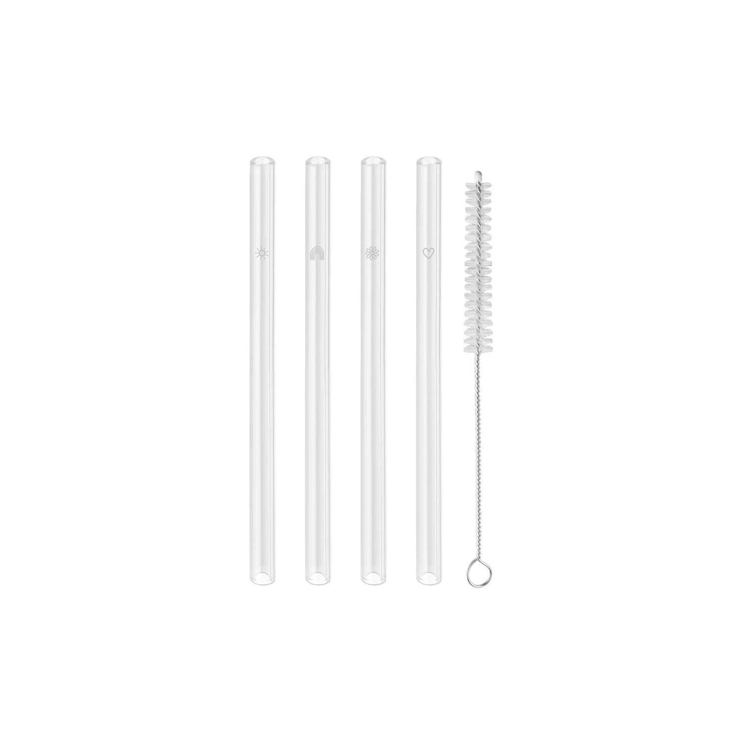 Glasstrohhalm Sommer 13cm weiss 4er Set - Eulenschnitt