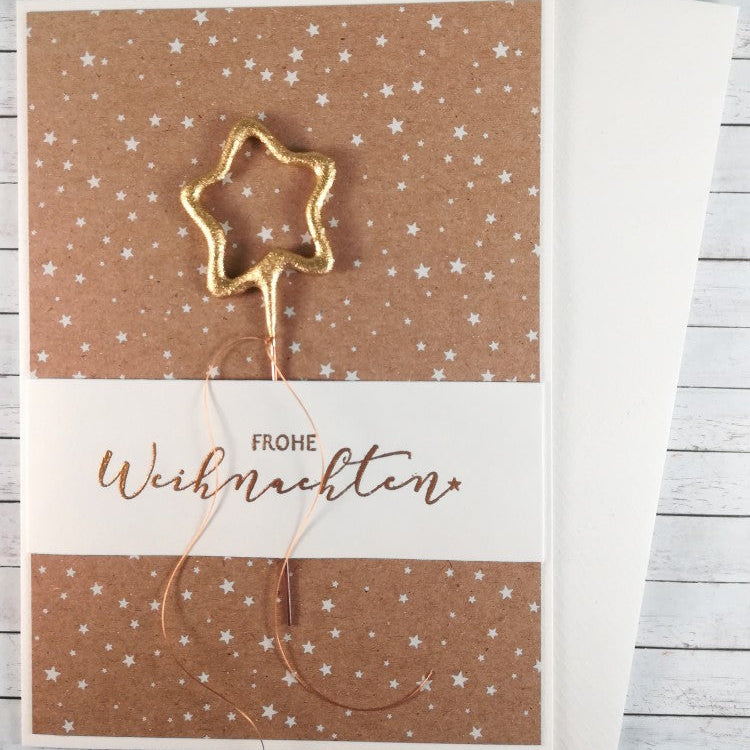 Grusskarte Wunderkerze "Frohe Weihnachten" – handgemacht