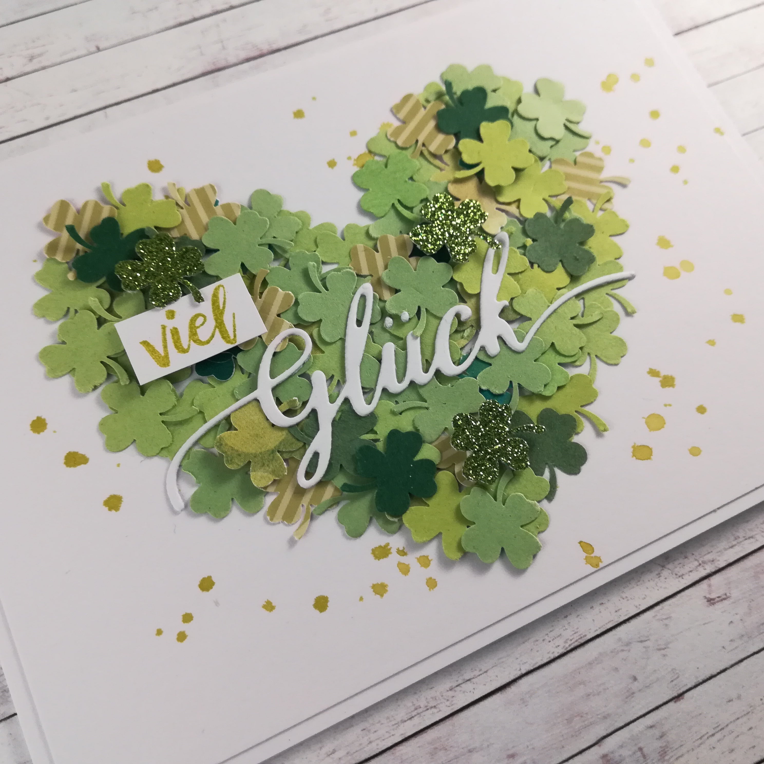 Grusskarte Kleeblatt "Viel Glück" – handgemacht