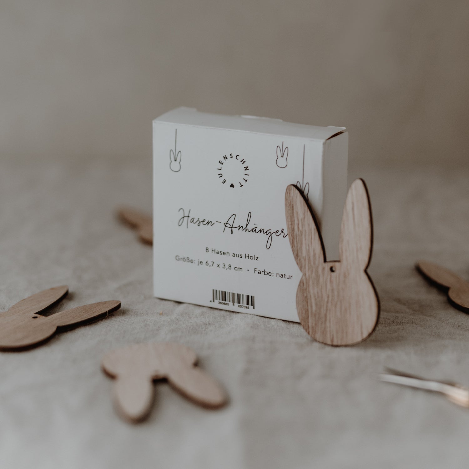Holzanhänger Hase natur 8er Set - Eulenschnitt