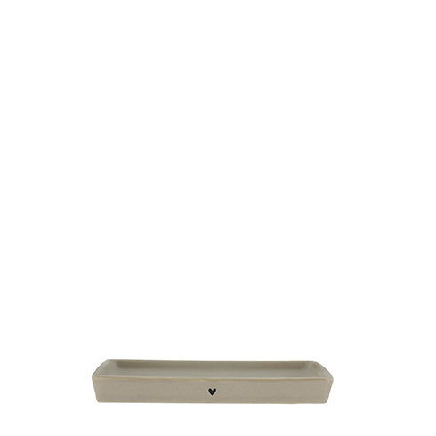 Keramikablage "heart" beige matt rechteckig klein - Bastion Collections