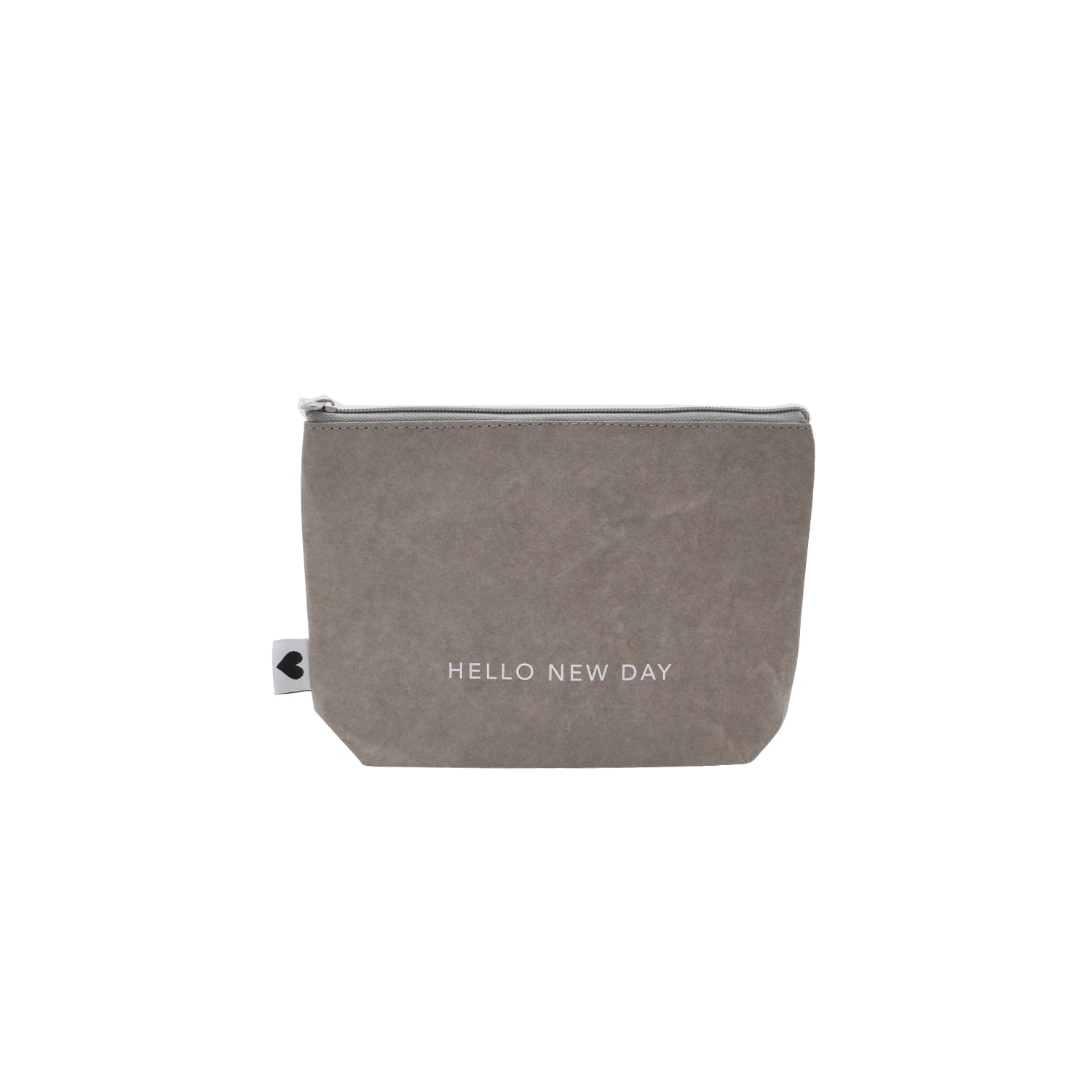 Kosmetiktasche "Hello new day" grau - Eulenschnitt