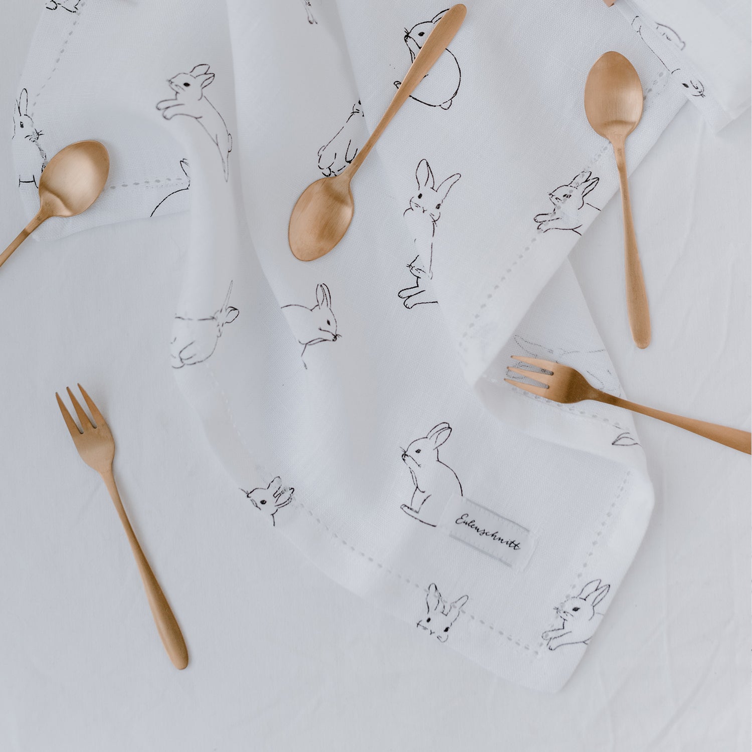 Serviettes en lin lapin set de 4 - Eulenschnitt