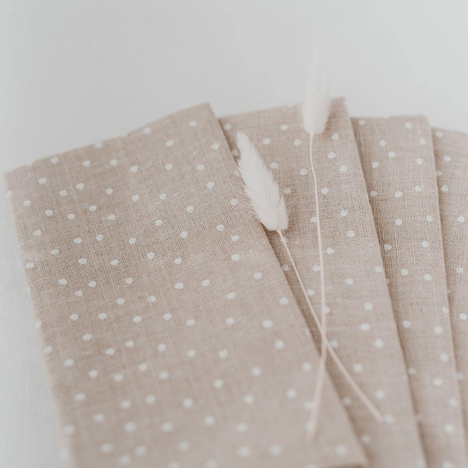 Serviettes en lin points naturels set de 4 - Eulenschnitt