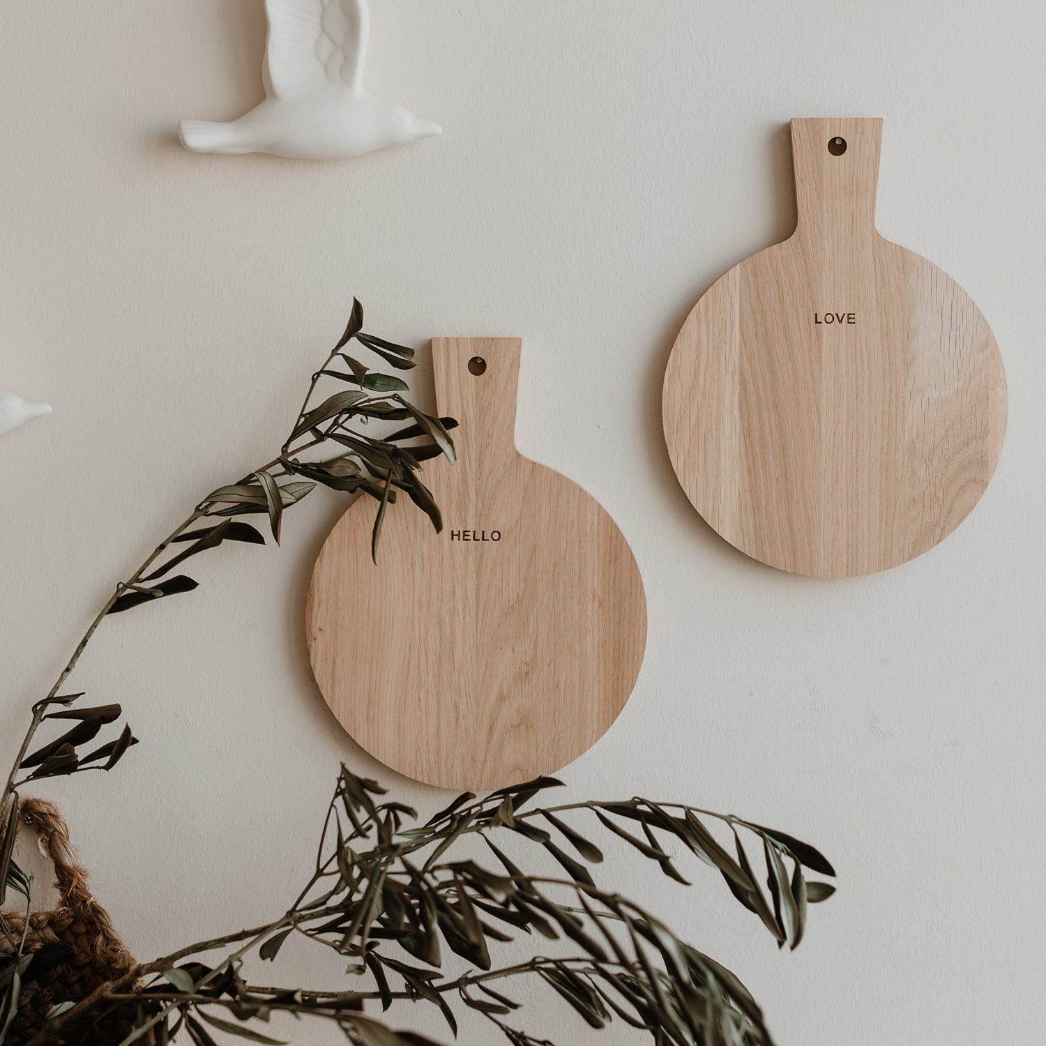 Mini Schneidebretter "Hello Love" Eiche 2er Set - Eulenschnitt