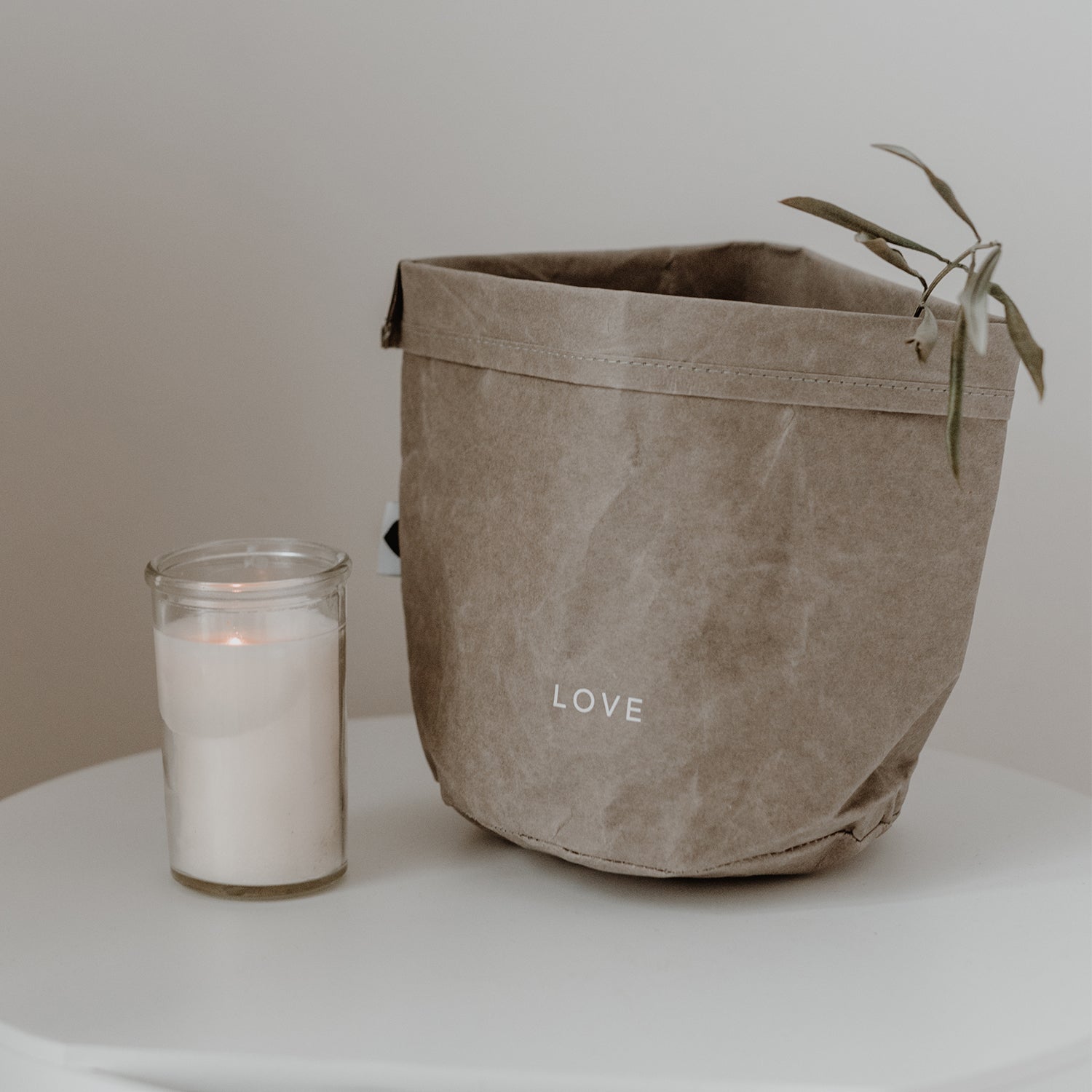 Paperbag "Hello & Love" 2er Set grau - Eulenschnitt