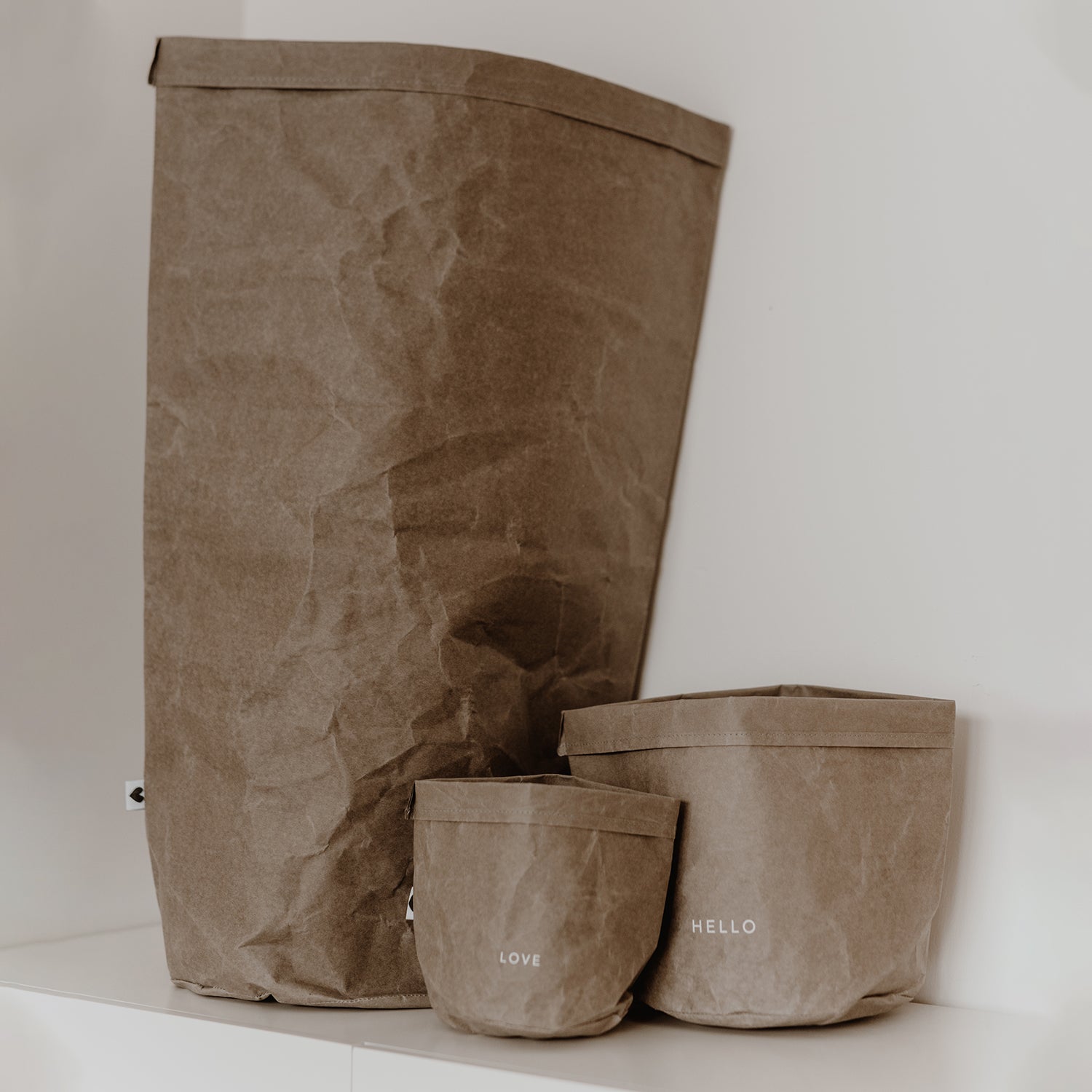 Paperbag "Hello & Love" 2er Set grau - Eulenschnitt