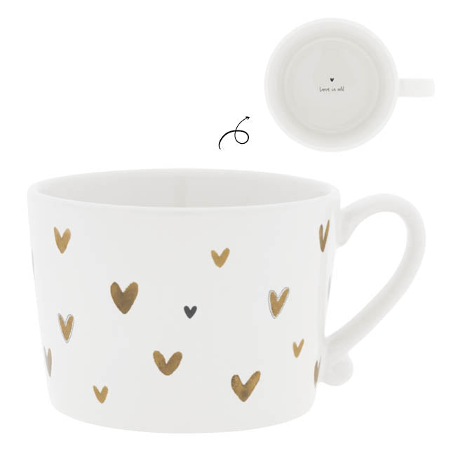 Tasse "little hearts" gross braun - Bastion Collections