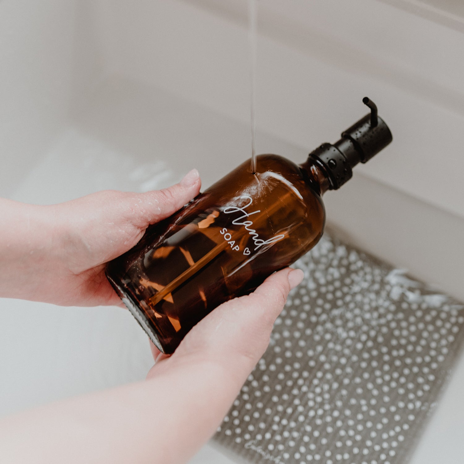 Seifenspender "Handsoap" 500ml braun - Eulenschnitt