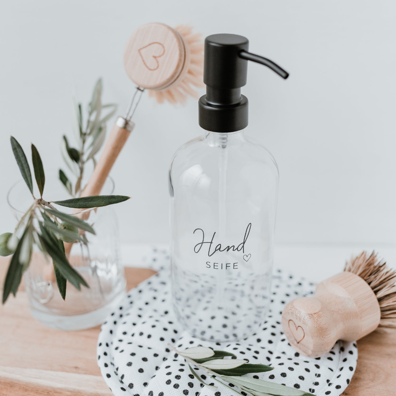 Dispenser sapone "Handseife" 500ml trasparente - Eulenschnitt