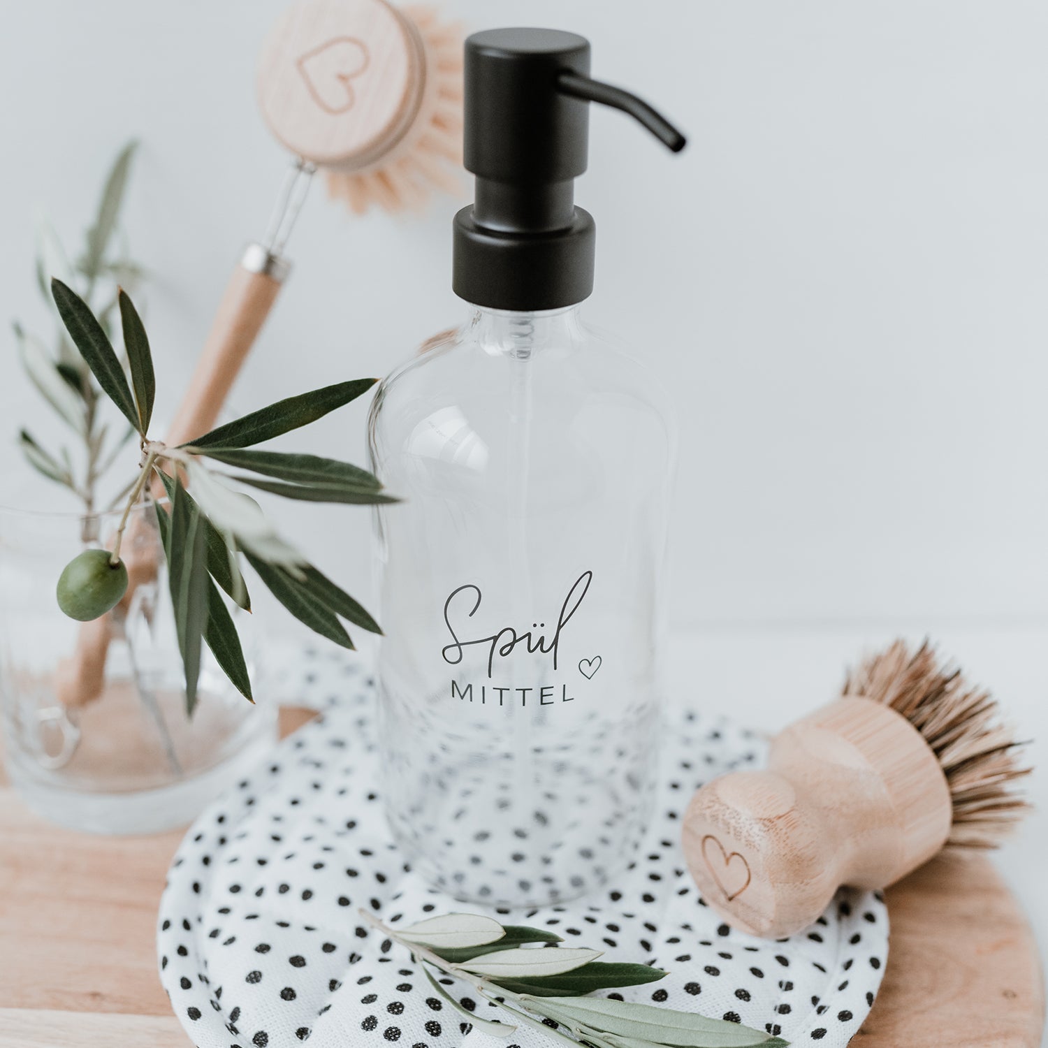 Soap dispenser "Spülmittel" 500ml transparent - Eulenschnitt