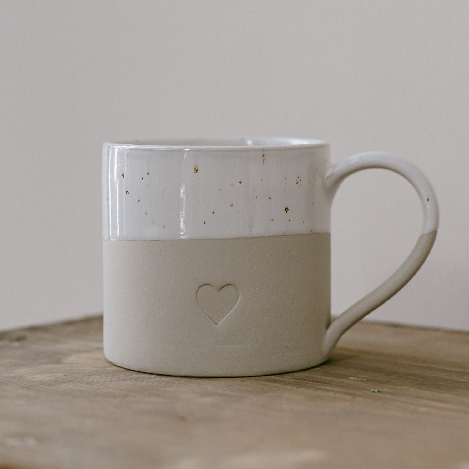 Stoneware cup heart big - handmade - Eulenschnitt