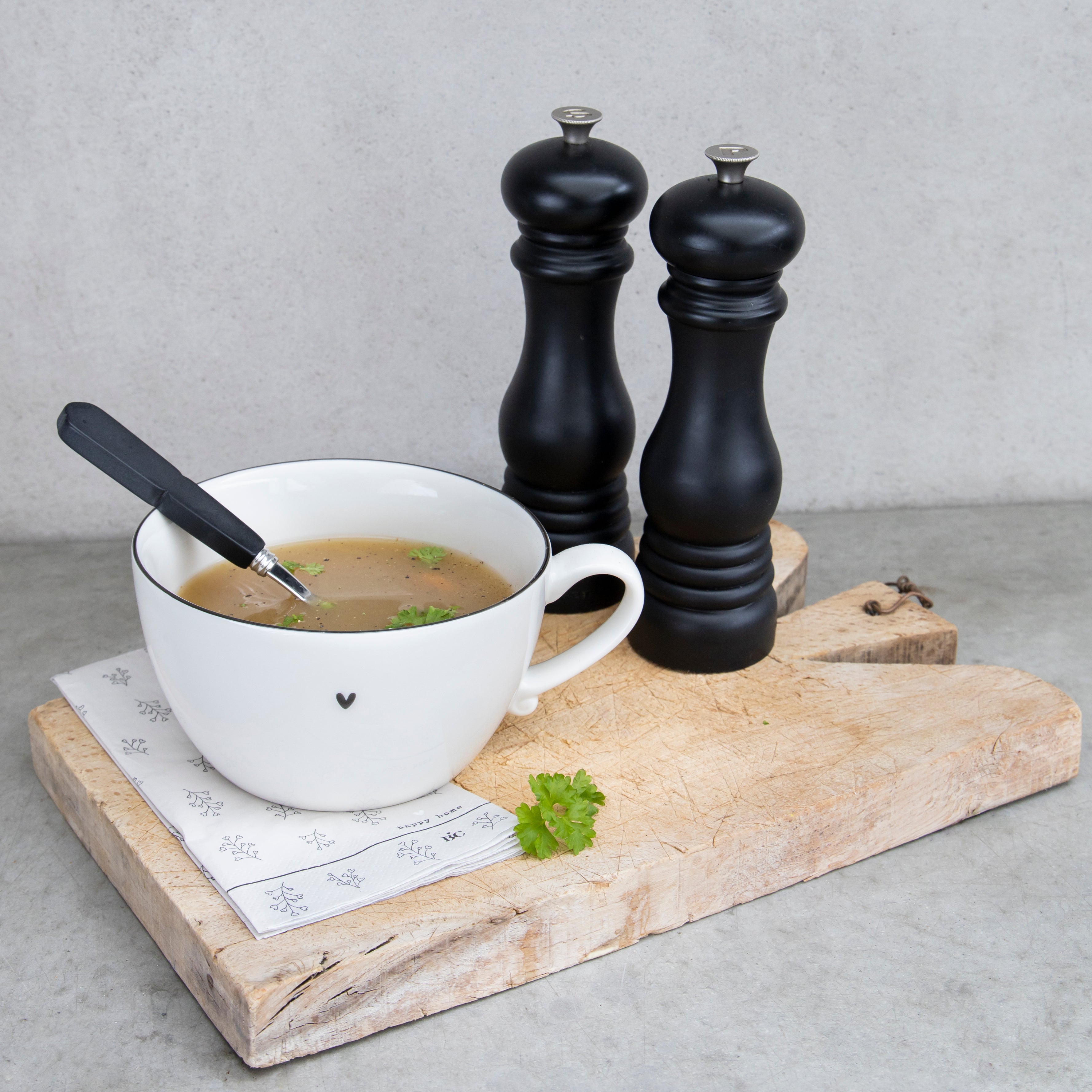 Suppentasse "heart" schwarz - Bastion Collections