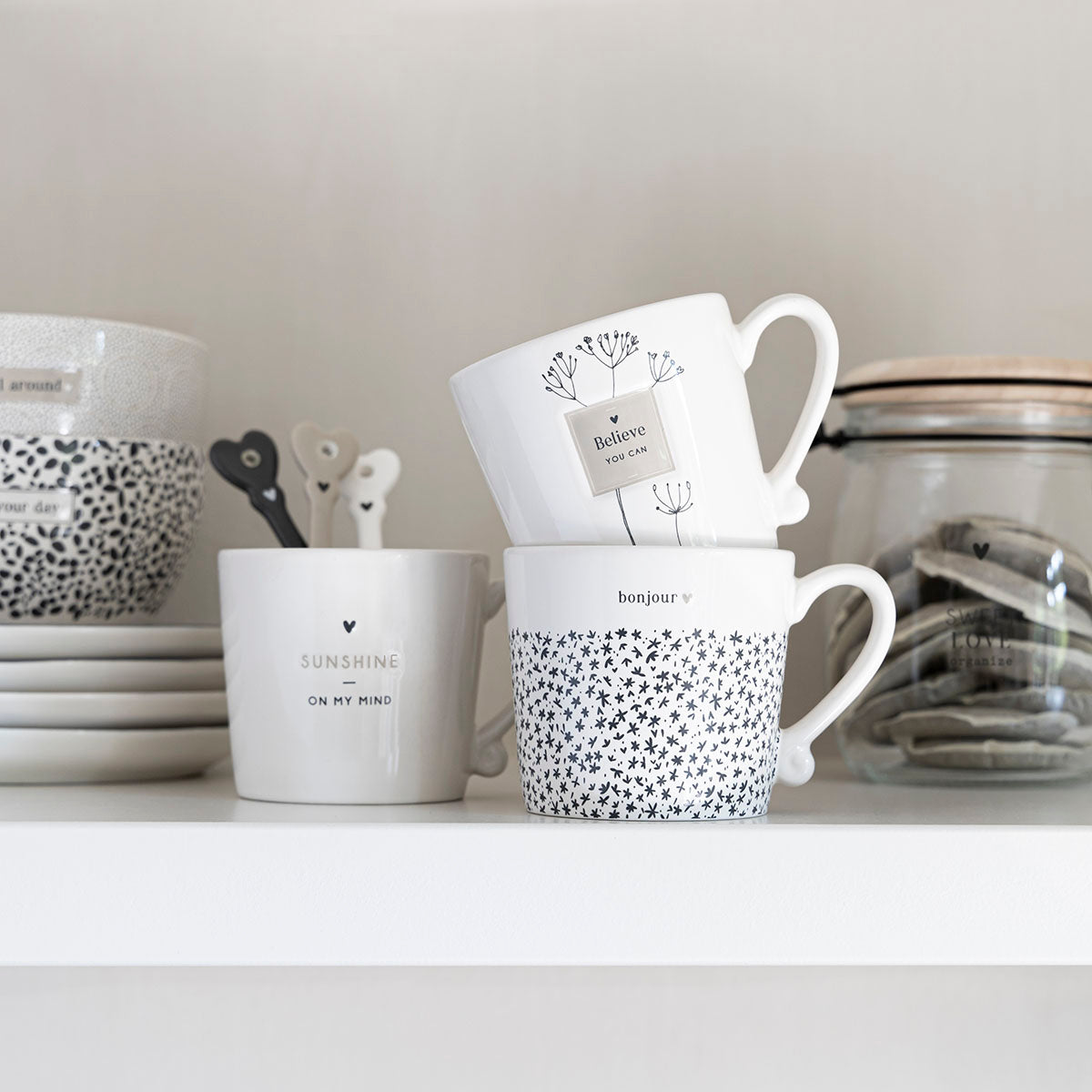 Tasse "Bonjour" schwarz - Bastion Collections