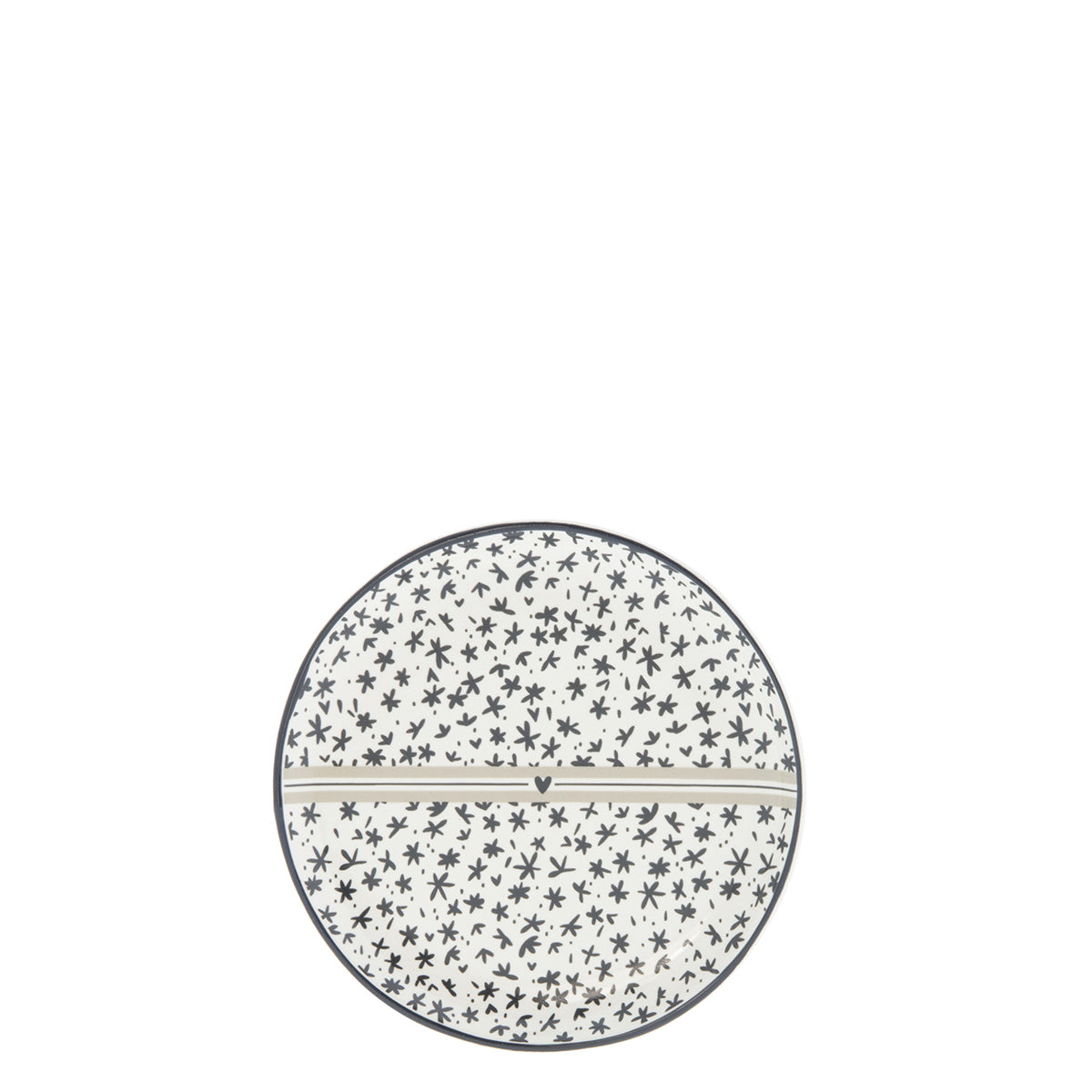 Teebeutel Teller "flower with stripe" beige 9cm - Bastion Collections