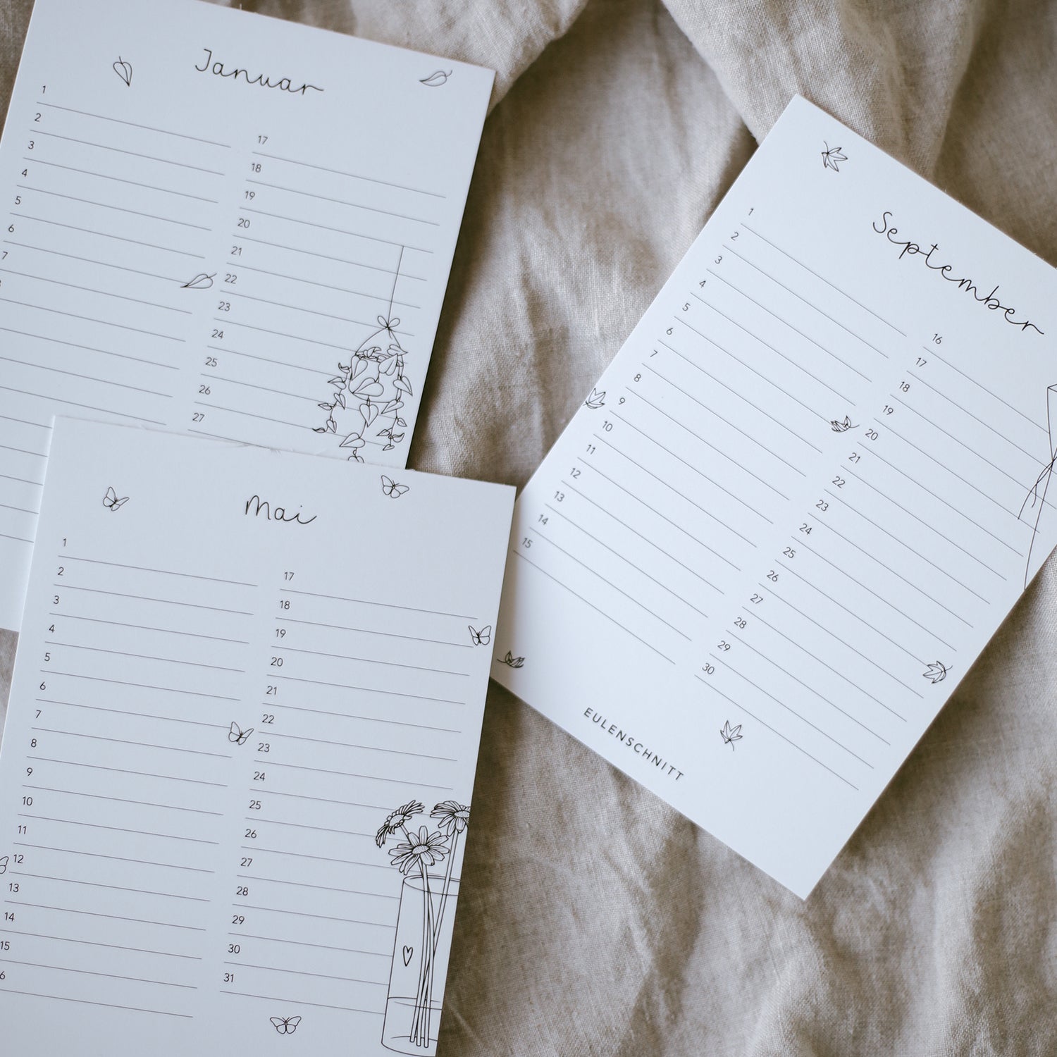 Tischkalender Geburtstage - Eulenschnitt