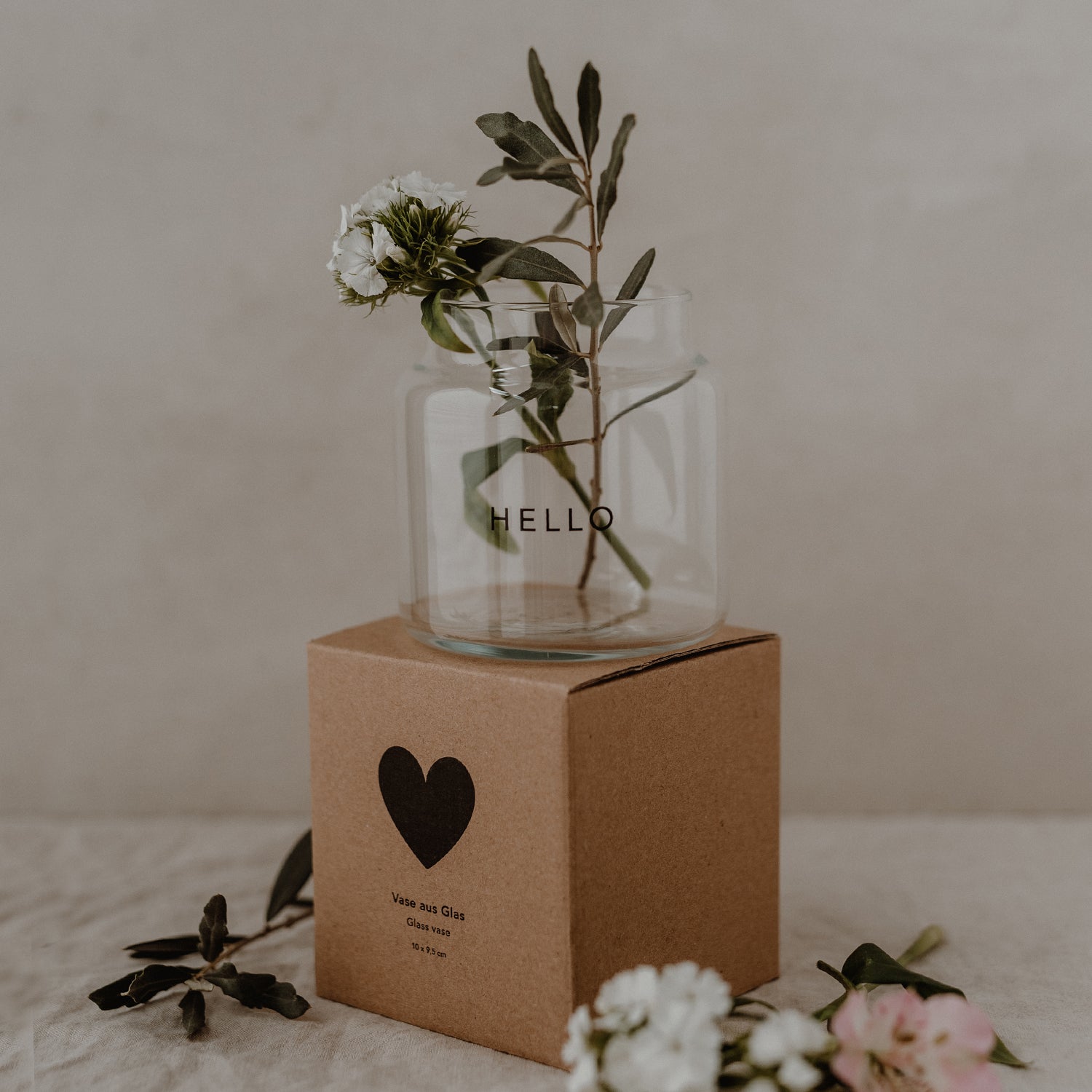 Vase en verre "Hello" moyen noir - Eulenschnitt