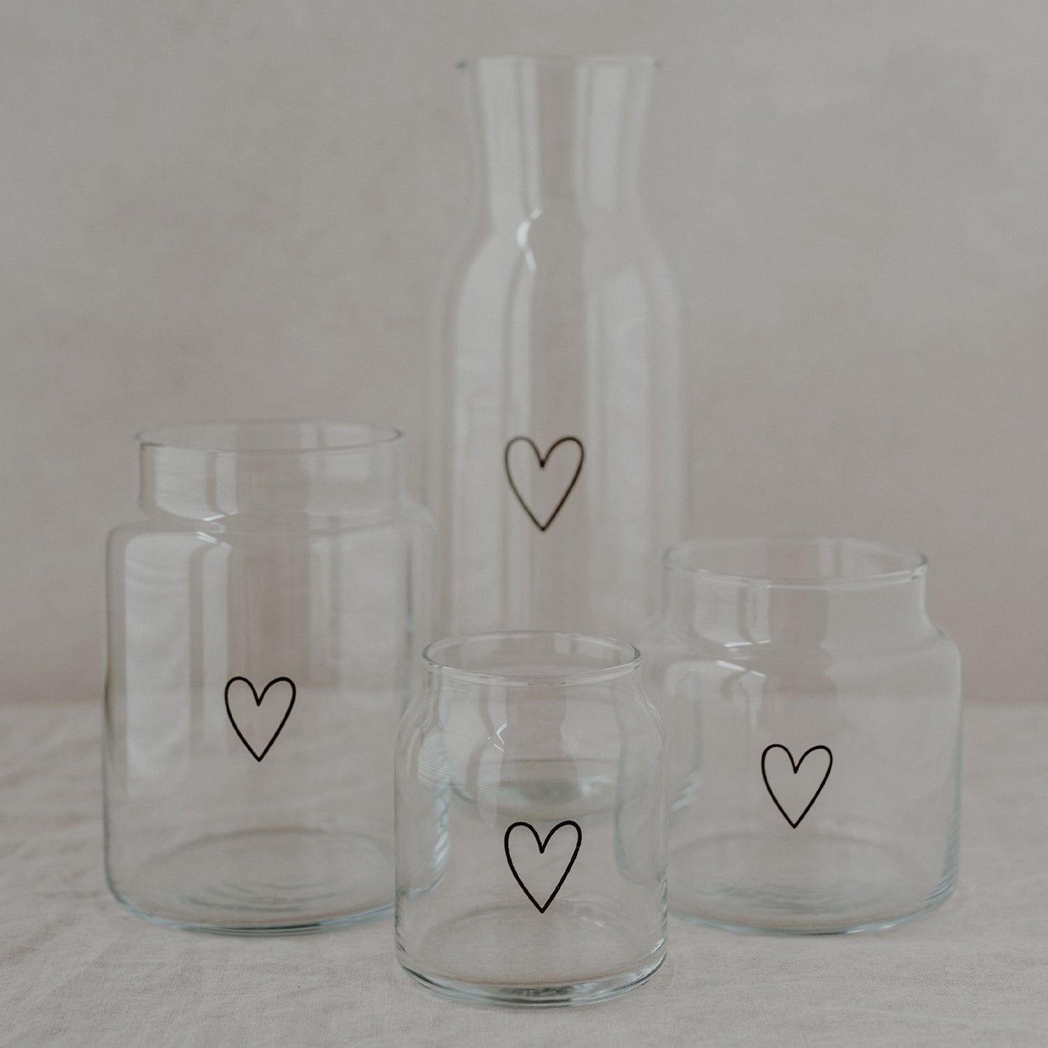 Vase aus Glas Herz gross schwarz - Eulenschnitt