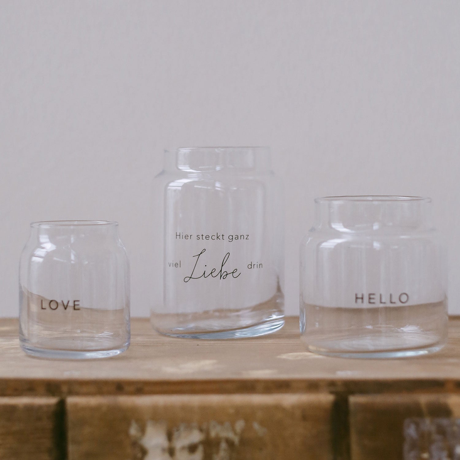 Vase aus Glas "Liebe" gross schwarz - Eulenschnitt