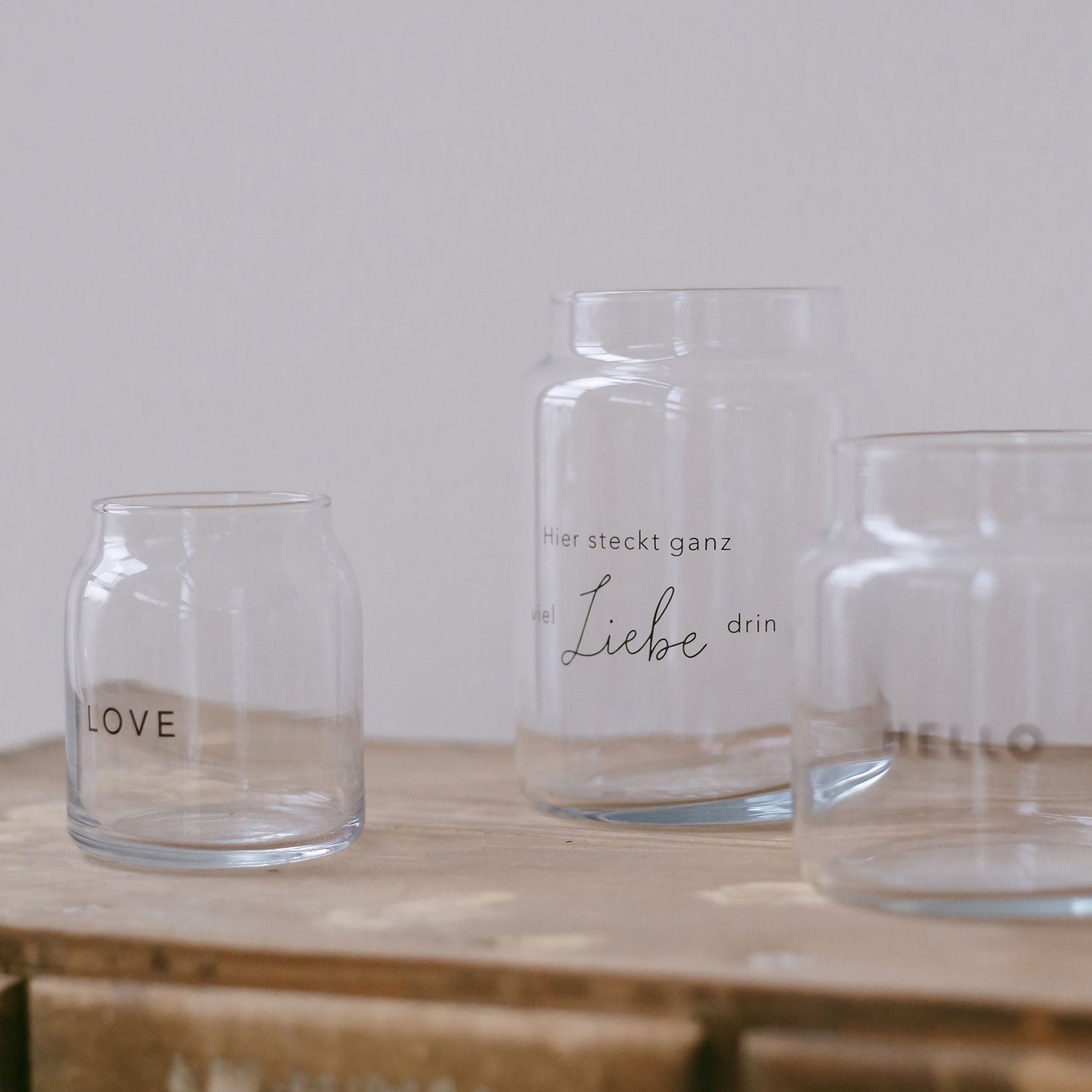 Vase aus Glas "Liebe" gross schwarz - Eulenschnitt