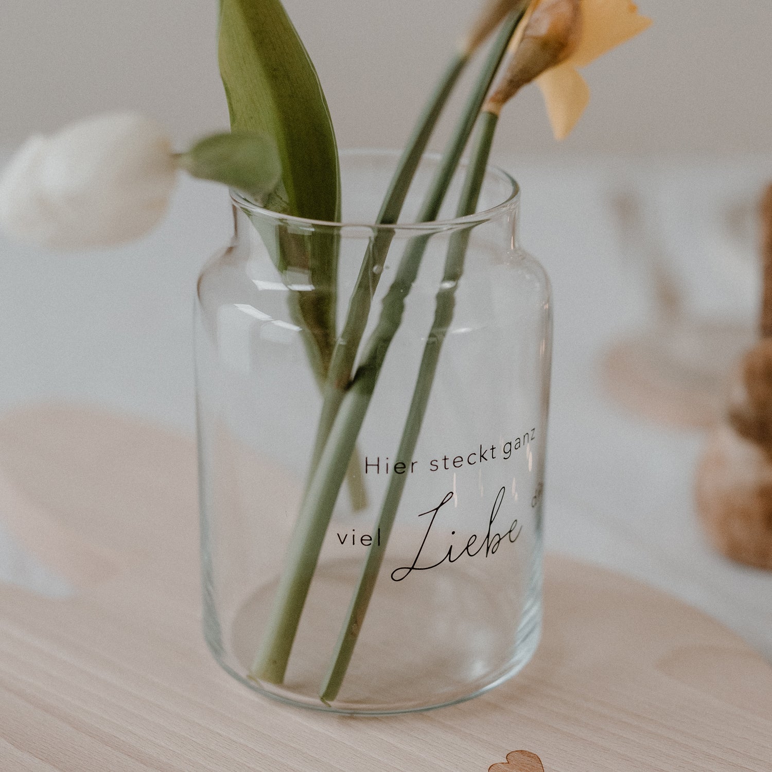 Vase aus Glas "Liebe" gross schwarz - Eulenschnitt