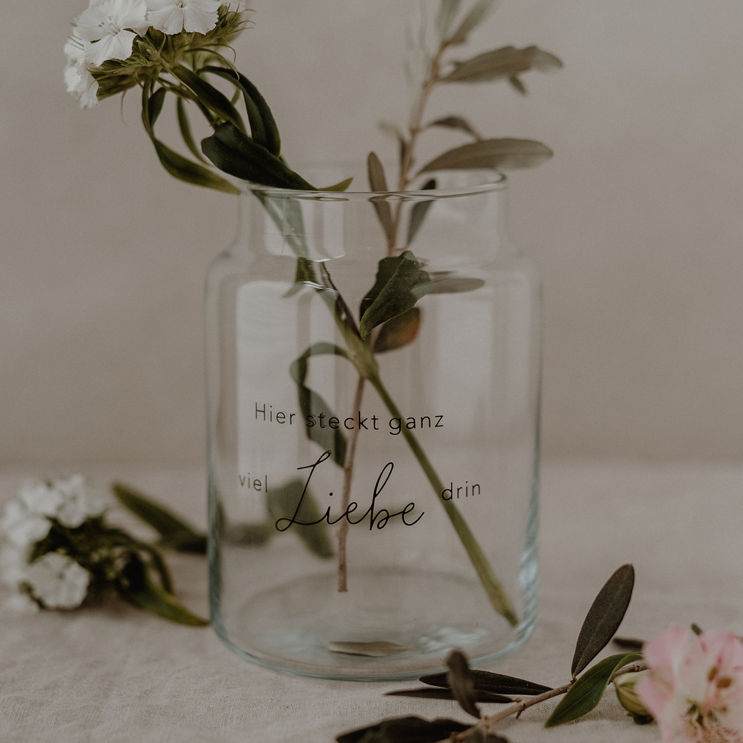 Vase aus Glas "Liebe" gross schwarz - Eulenschnitt