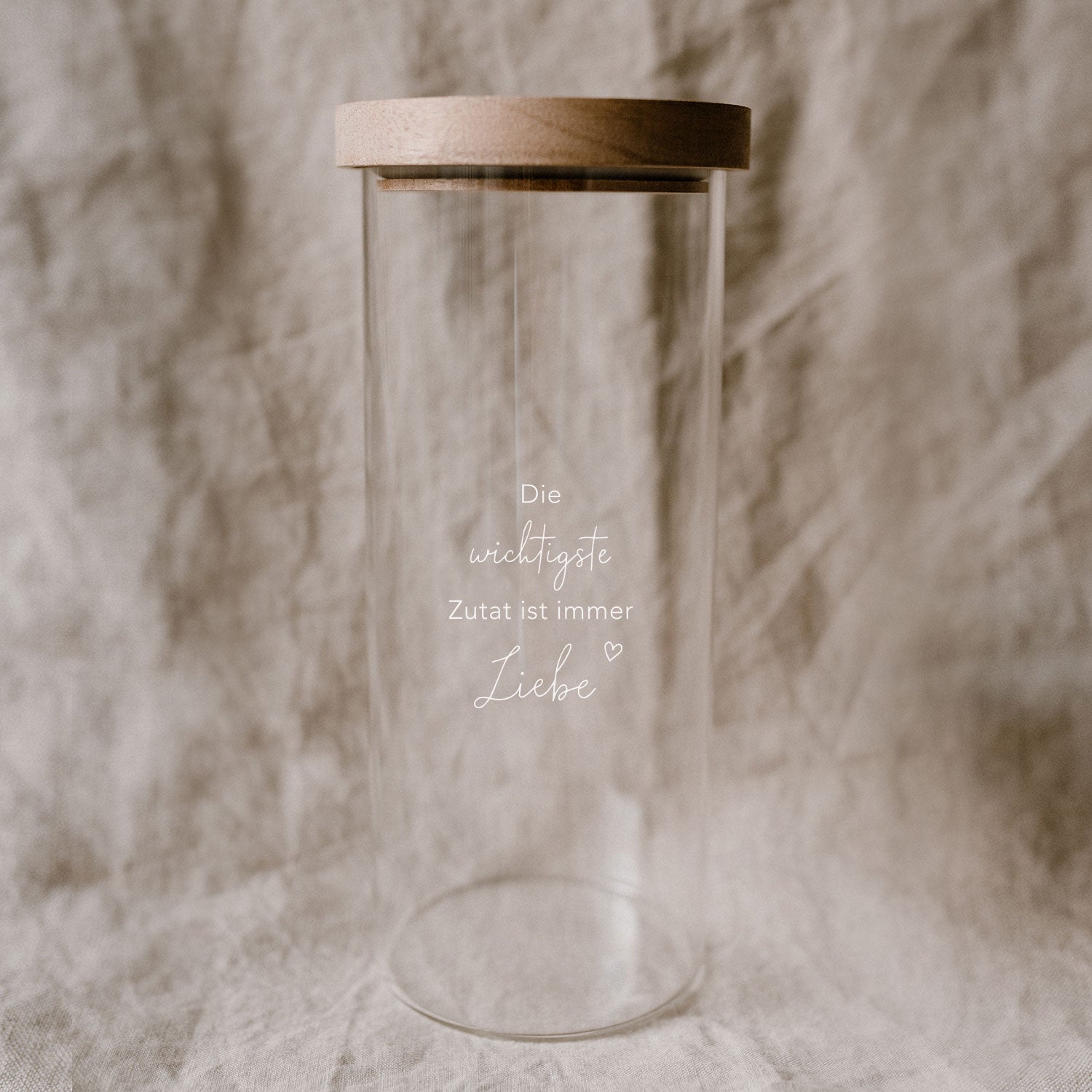 Vorratsglas "Die wichtigste Zutat ist immer Liebe" 25cm - Eulenschnitt