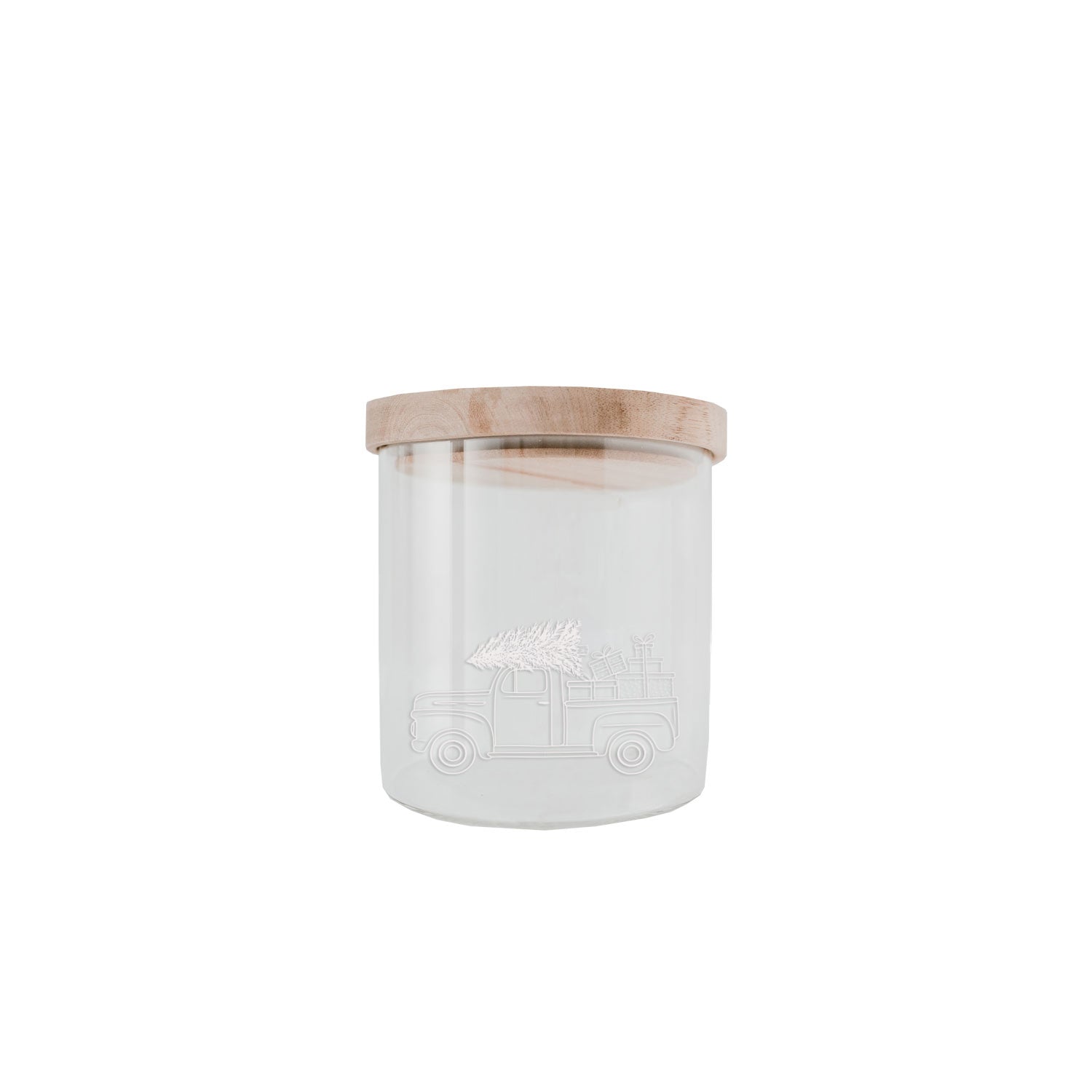 Vorratsglas Weihnachtsauto weiss 13cm - Eulenschnitt