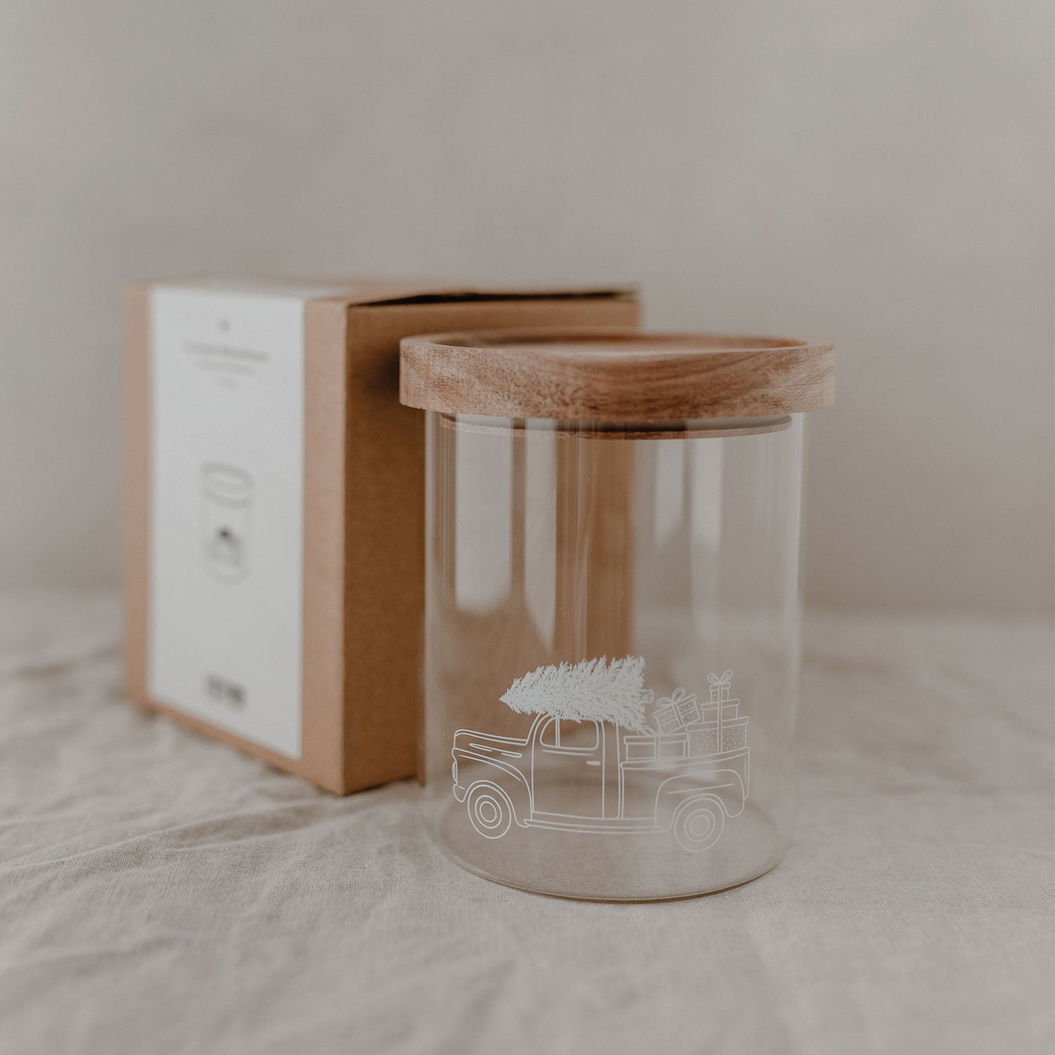 Bocal voiture de Noël blanc 13cm - Eulenschnitt