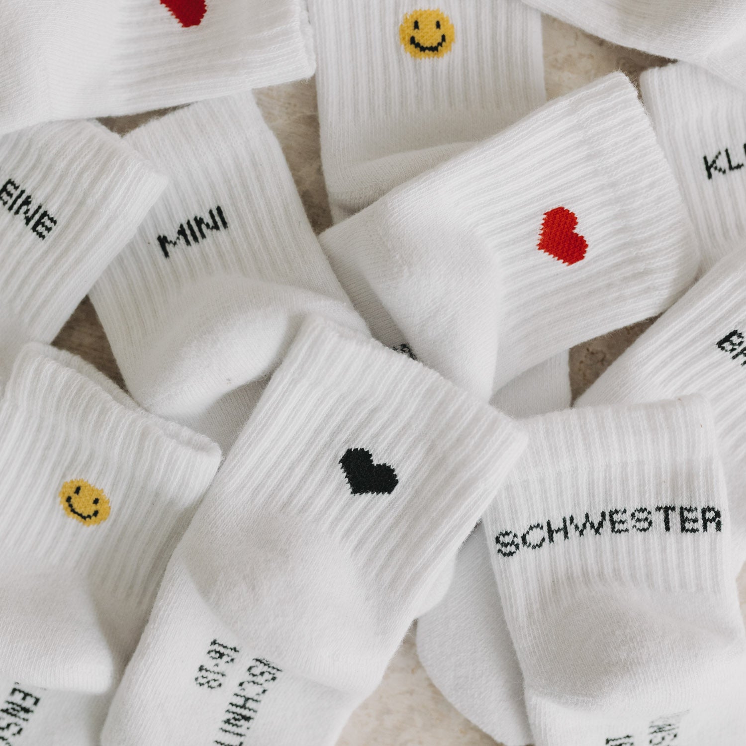 Babysocken "kleine Schwester" weiss 16–18 - Eulenschnitt