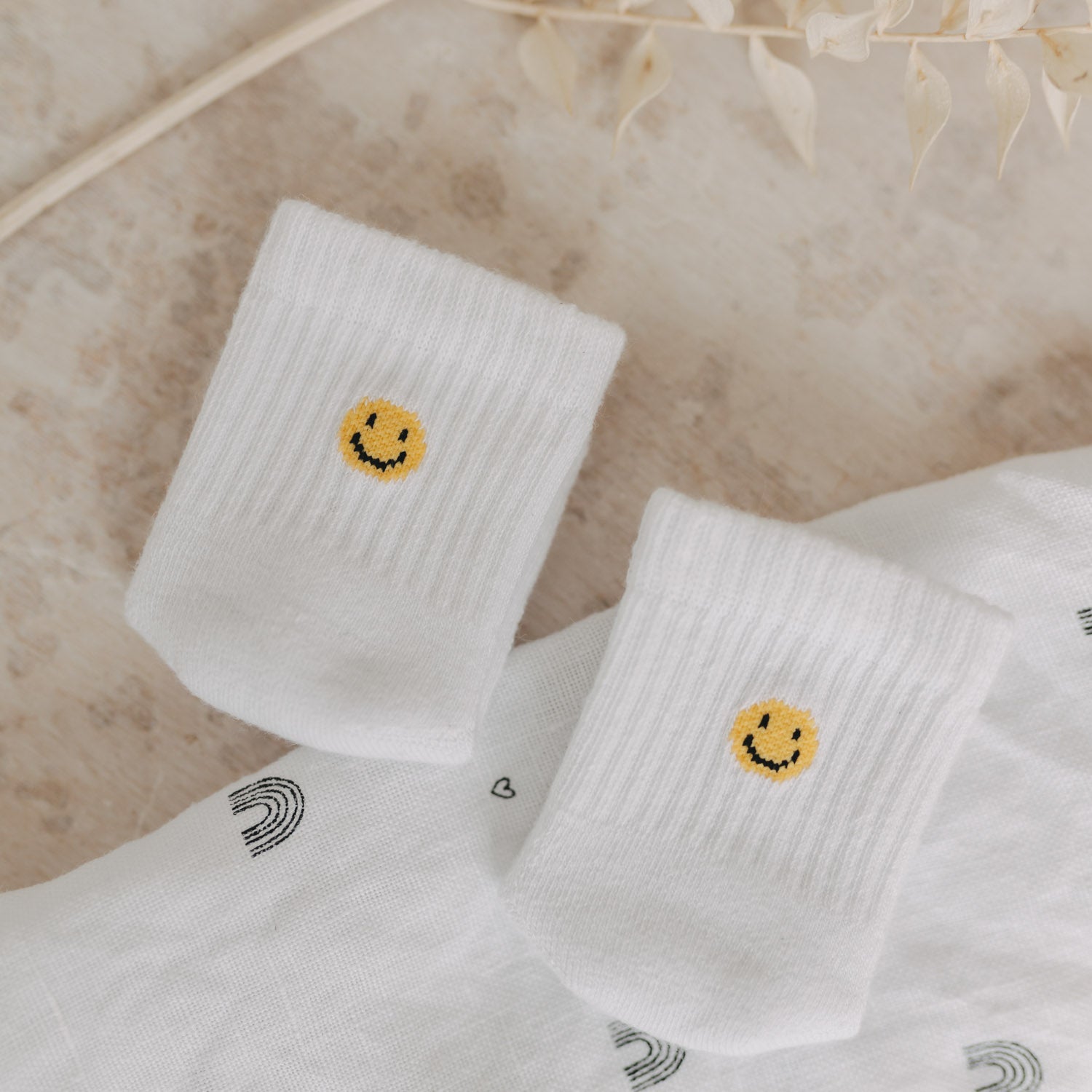 Babysocken Smiley weiss 16–18 - Eulenschnitt