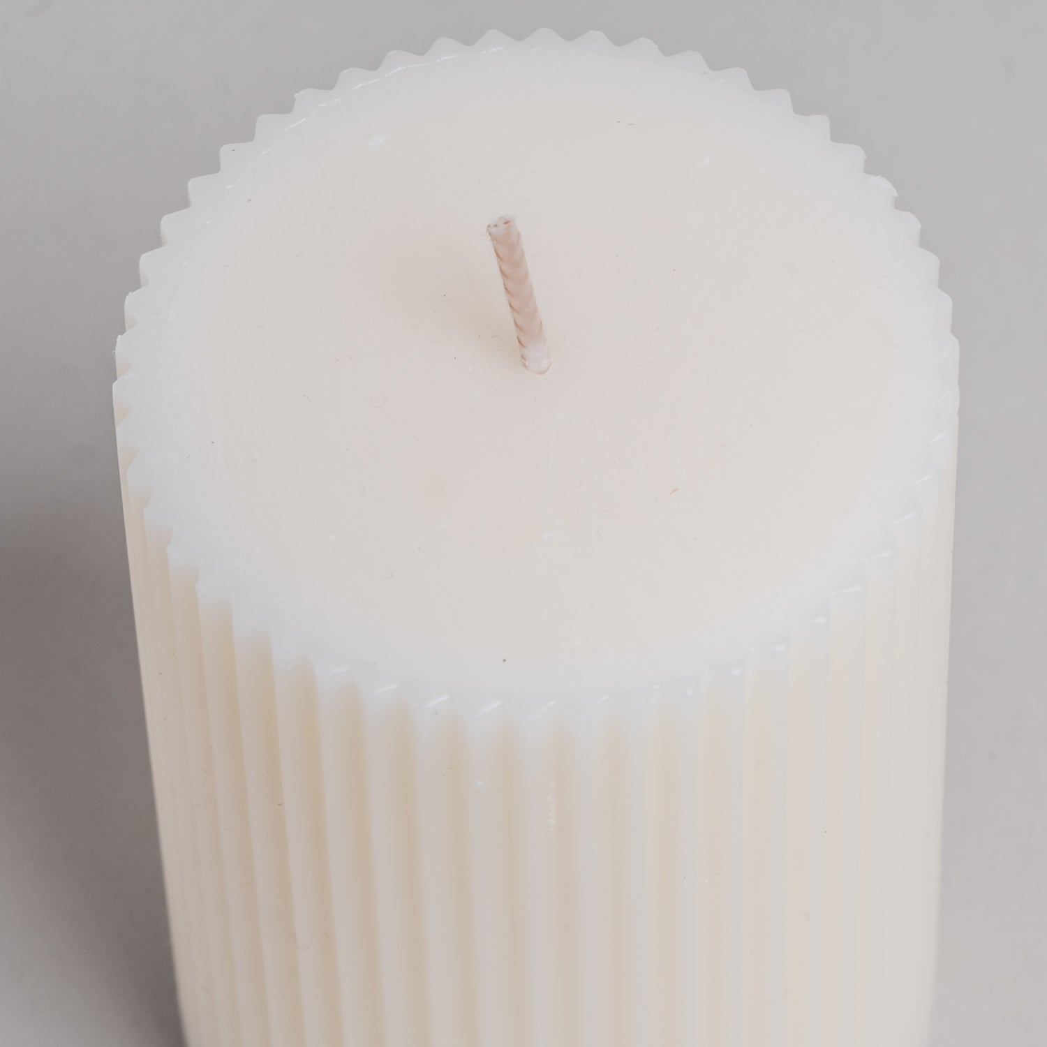 Blockkerze Rillen 10x7cm weiss - Eulenschnitt