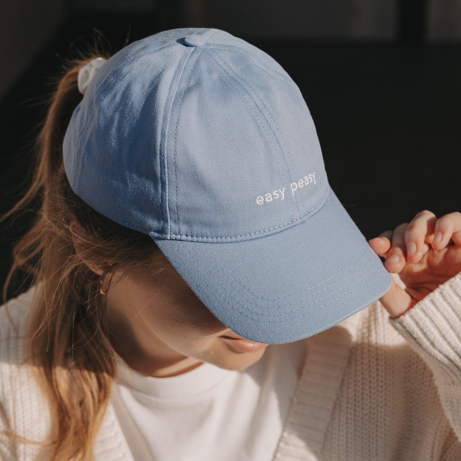 Cap "Easy peasy" blau - Eulenschnitt