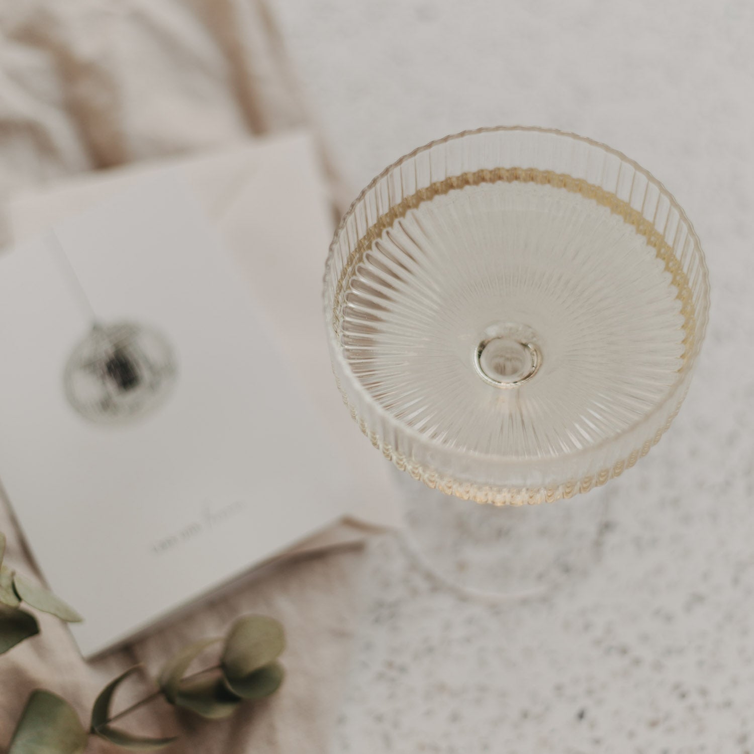 Bicchiere da champagne "Das Leben ist schön" bianco - Eulenschnitt