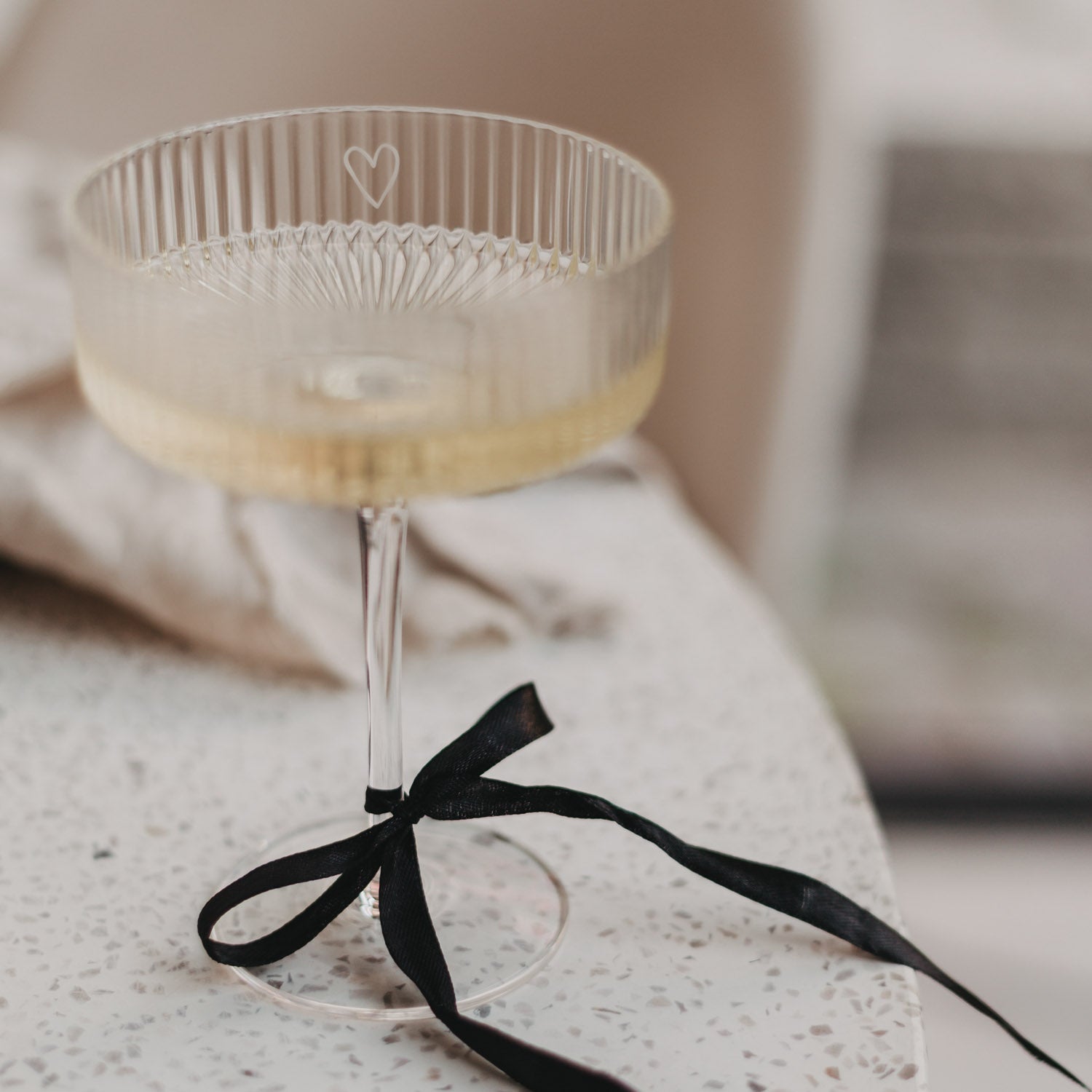 Champagnerglas Herz weiss - Eulenschnitt