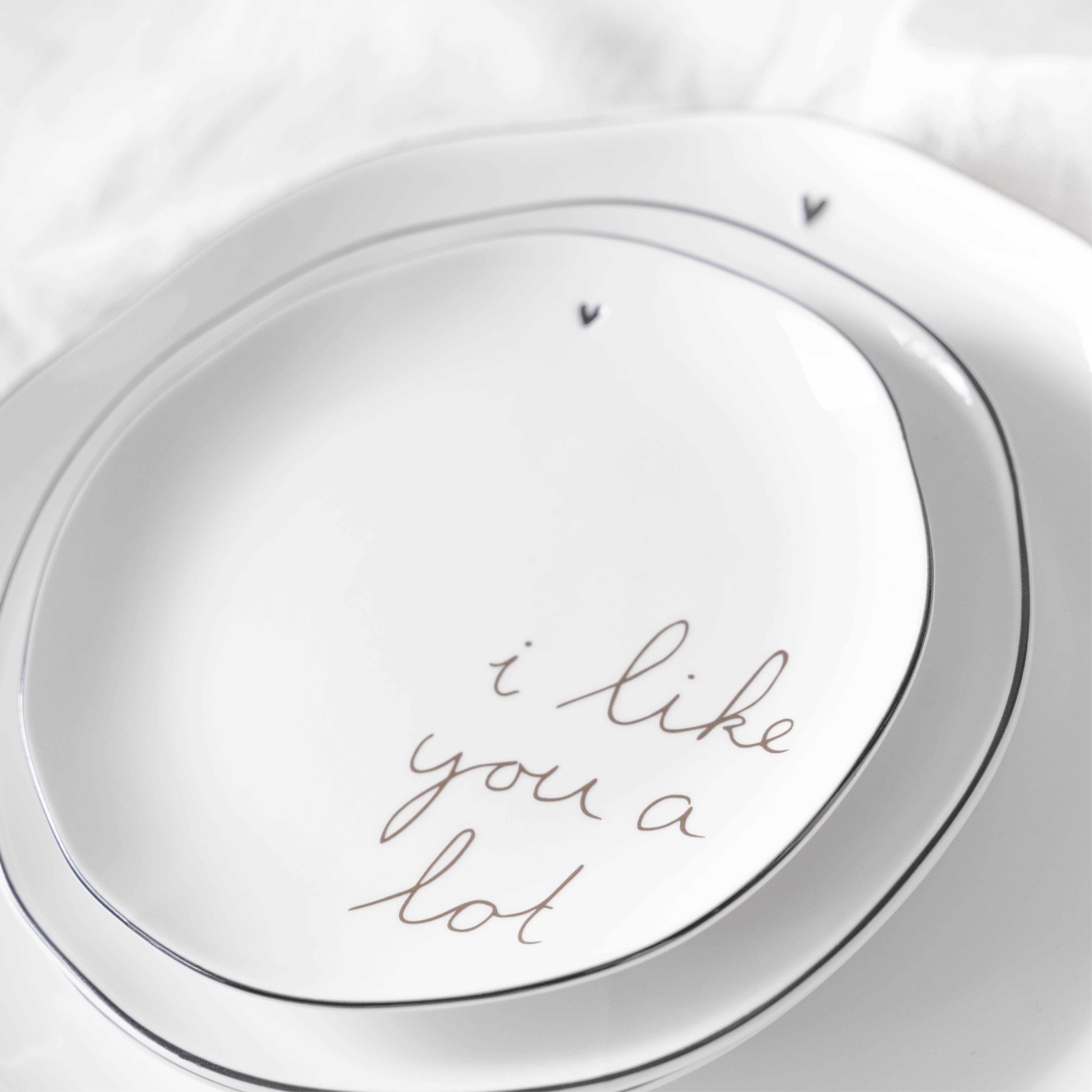Dessertteller "I like you a lot" 16cm caramel - Bastion Collections