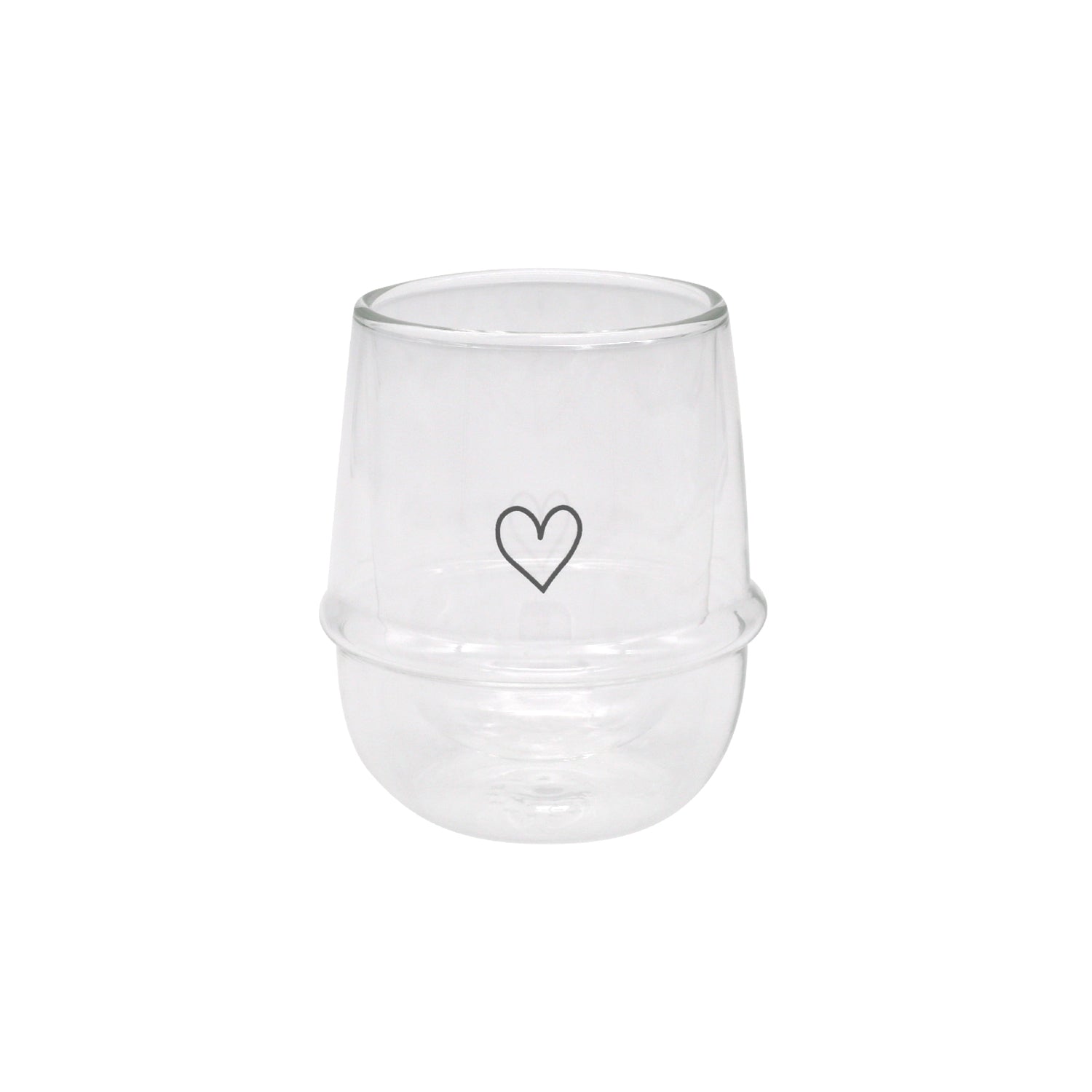 Doppelwandiges Cappuccinoglas Herz 220ml schwarz - Eulenschnitt