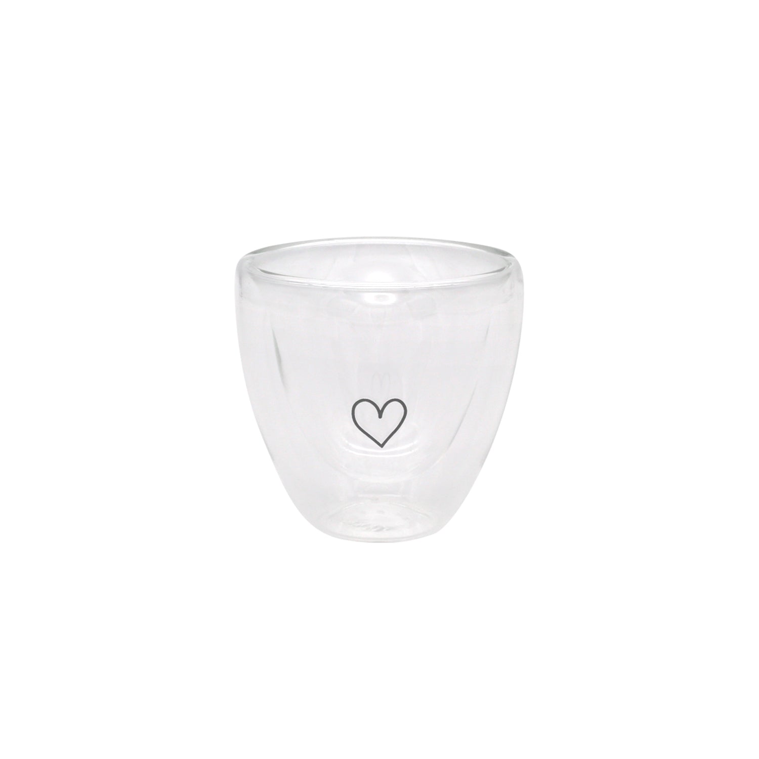 Doppelwandiges Herzglas Herz 150ml schwarz - Eulenschnitt