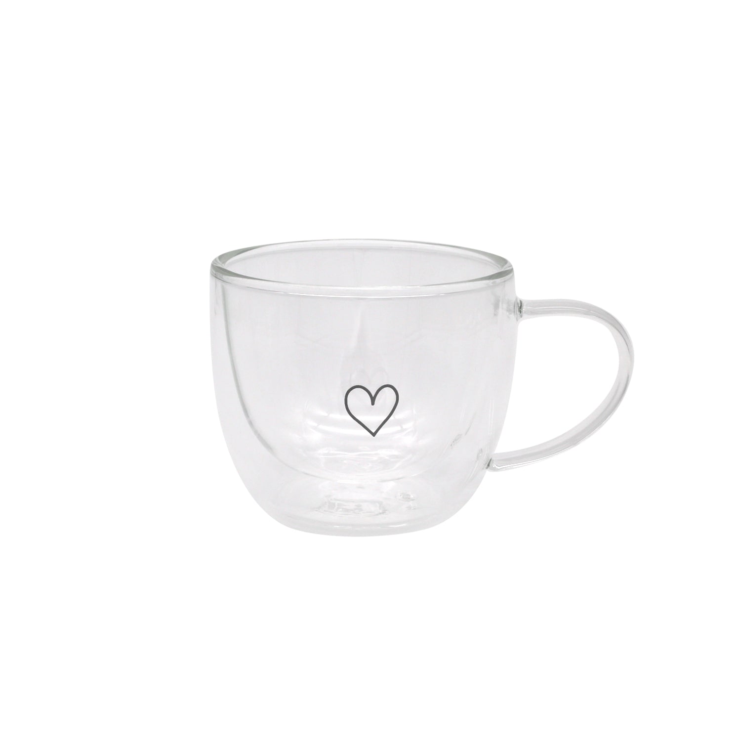 Doppelwandiges Teeglas Herz 250ml schwarz - Eulenschnitt