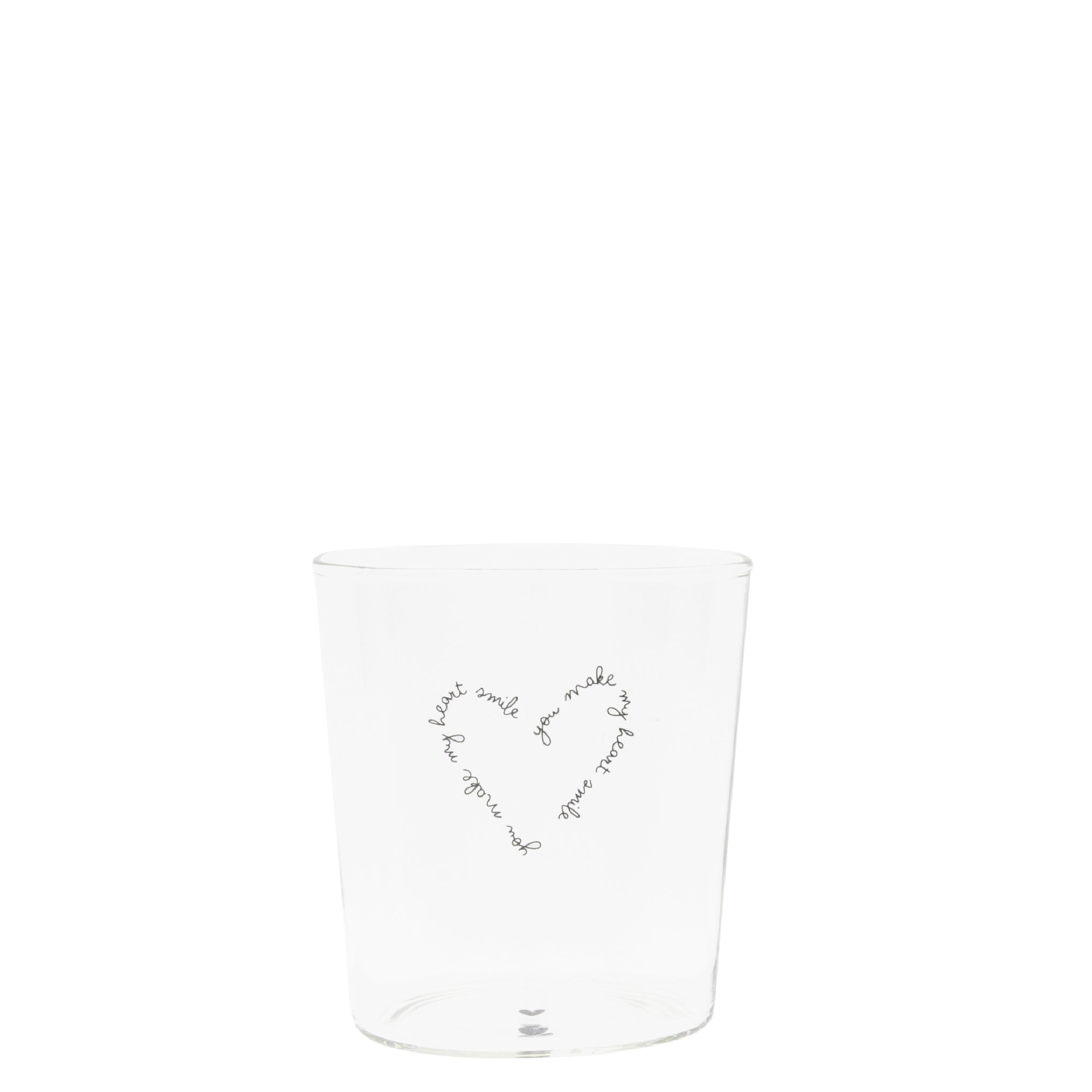 Glas "you make my heart smile" 300ml - Bastion Collections