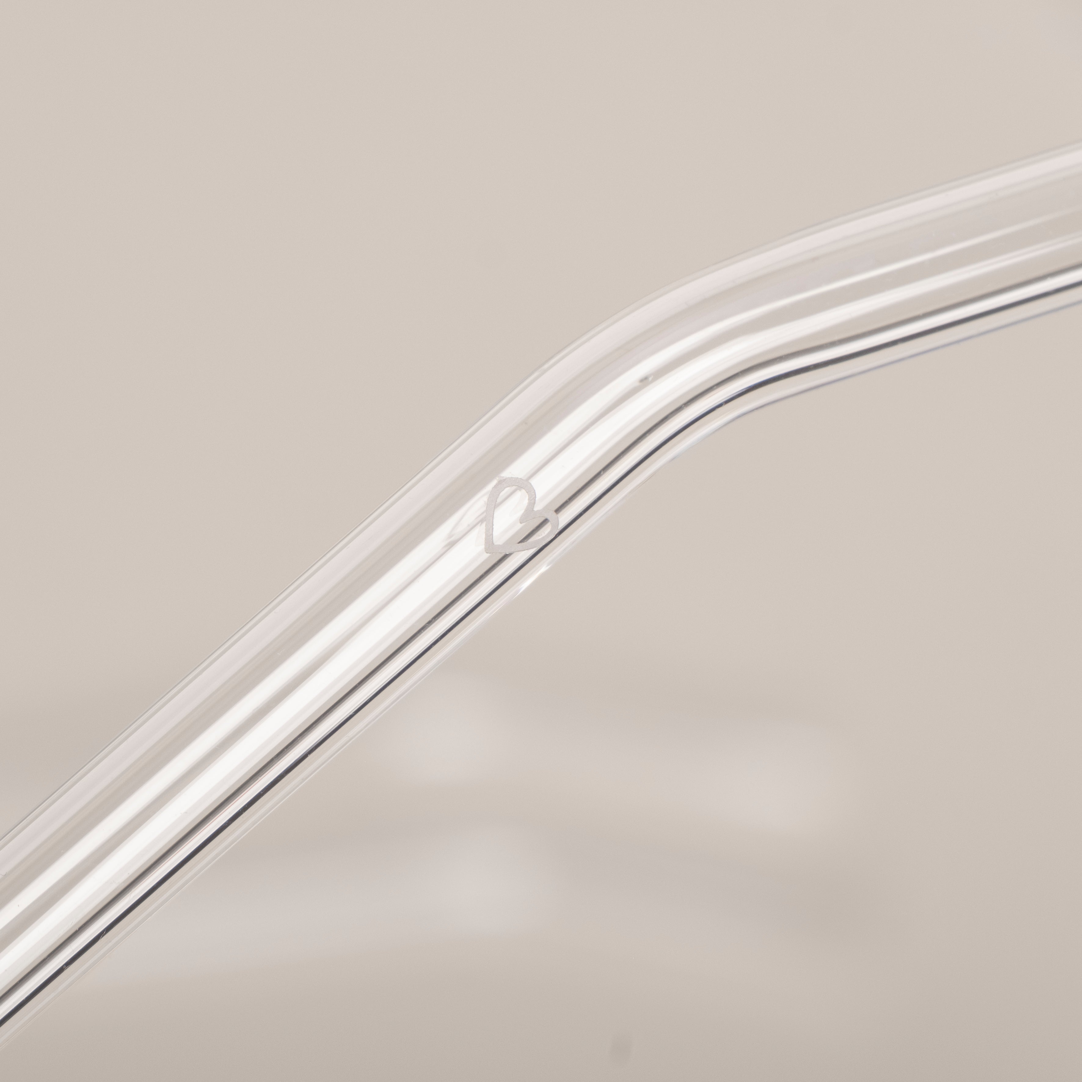 Glasstrohhalm gebogen Herz transparent 4er Set - Eulenschnitt