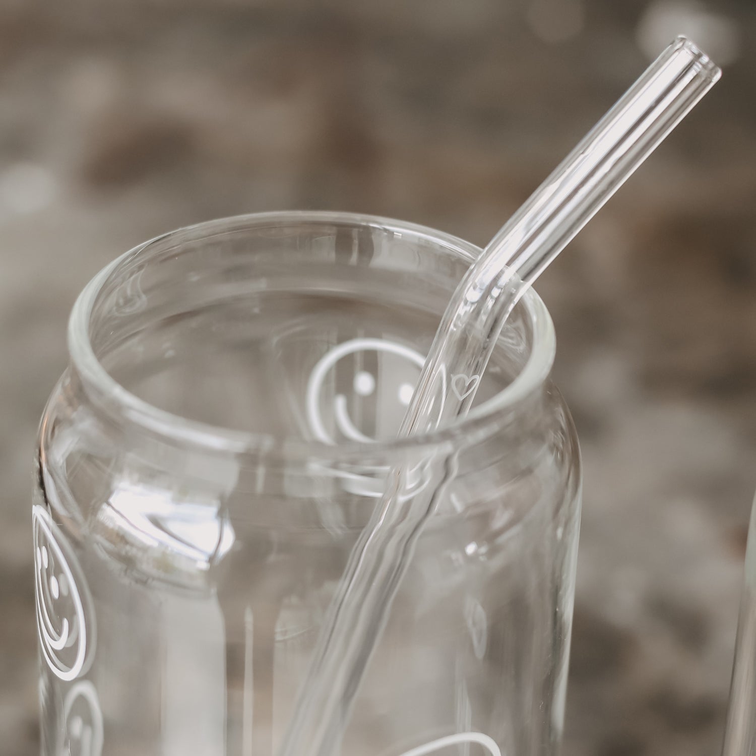 Glasstrohhalm gebogen Herz transparent 4er Set - Eulenschnitt