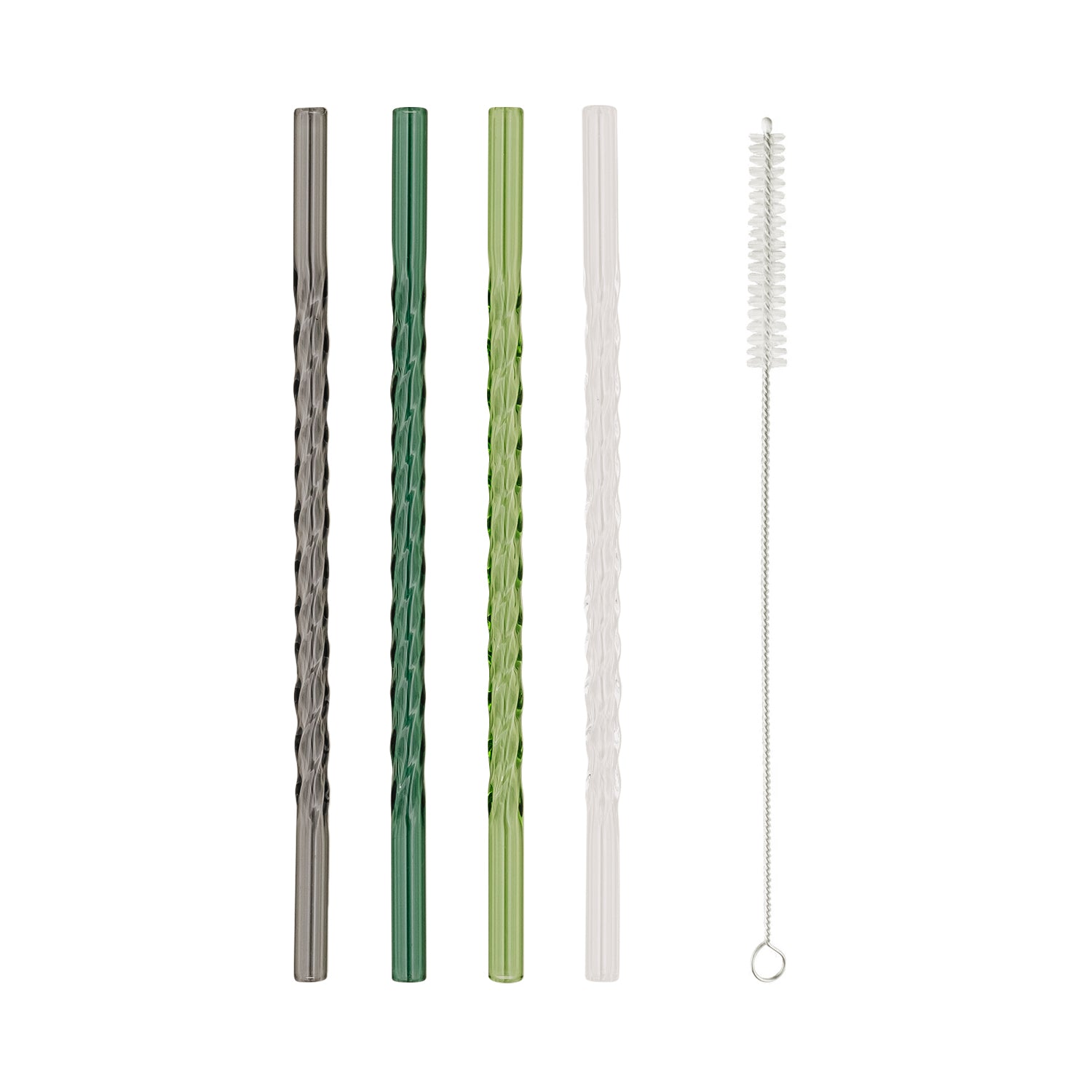 Glasstrohhalm gedreht 20cm grün 4er Set - Eulenschnitt