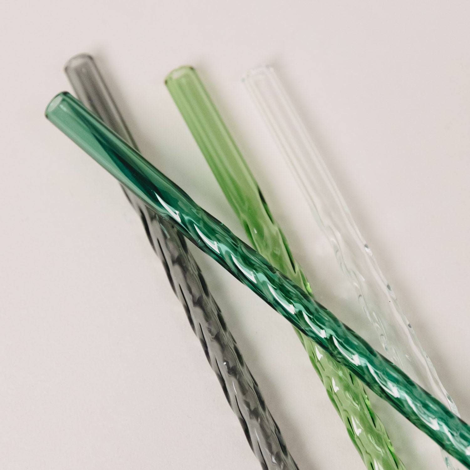 Glasstrohhalm gedreht 20cm grün 4er Set - Eulenschnitt