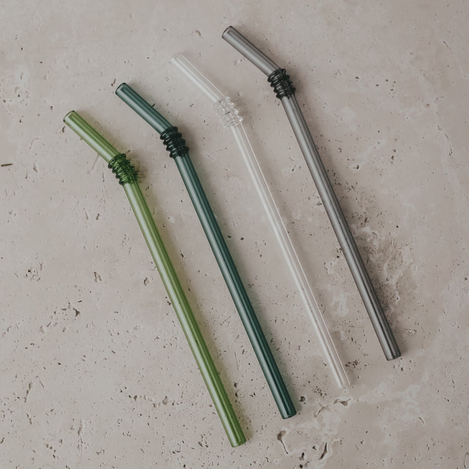 Glasstrohhalm geknickt 20cm grün 4er Set - Eulenschnitt